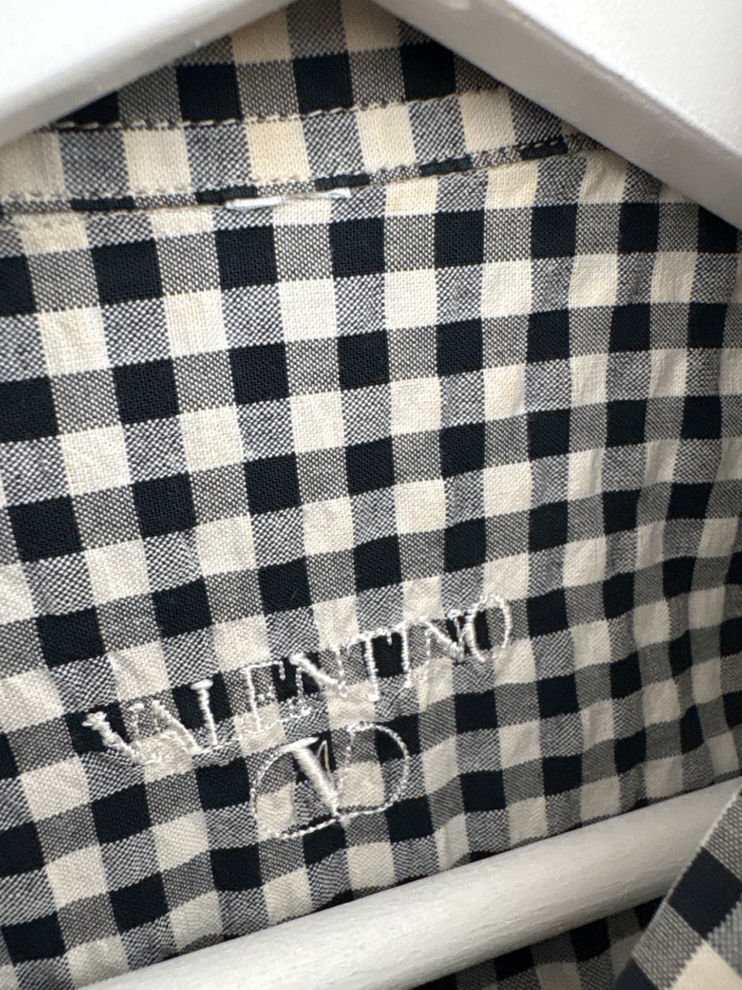 Cămașa Valentino în carouri din seersucker