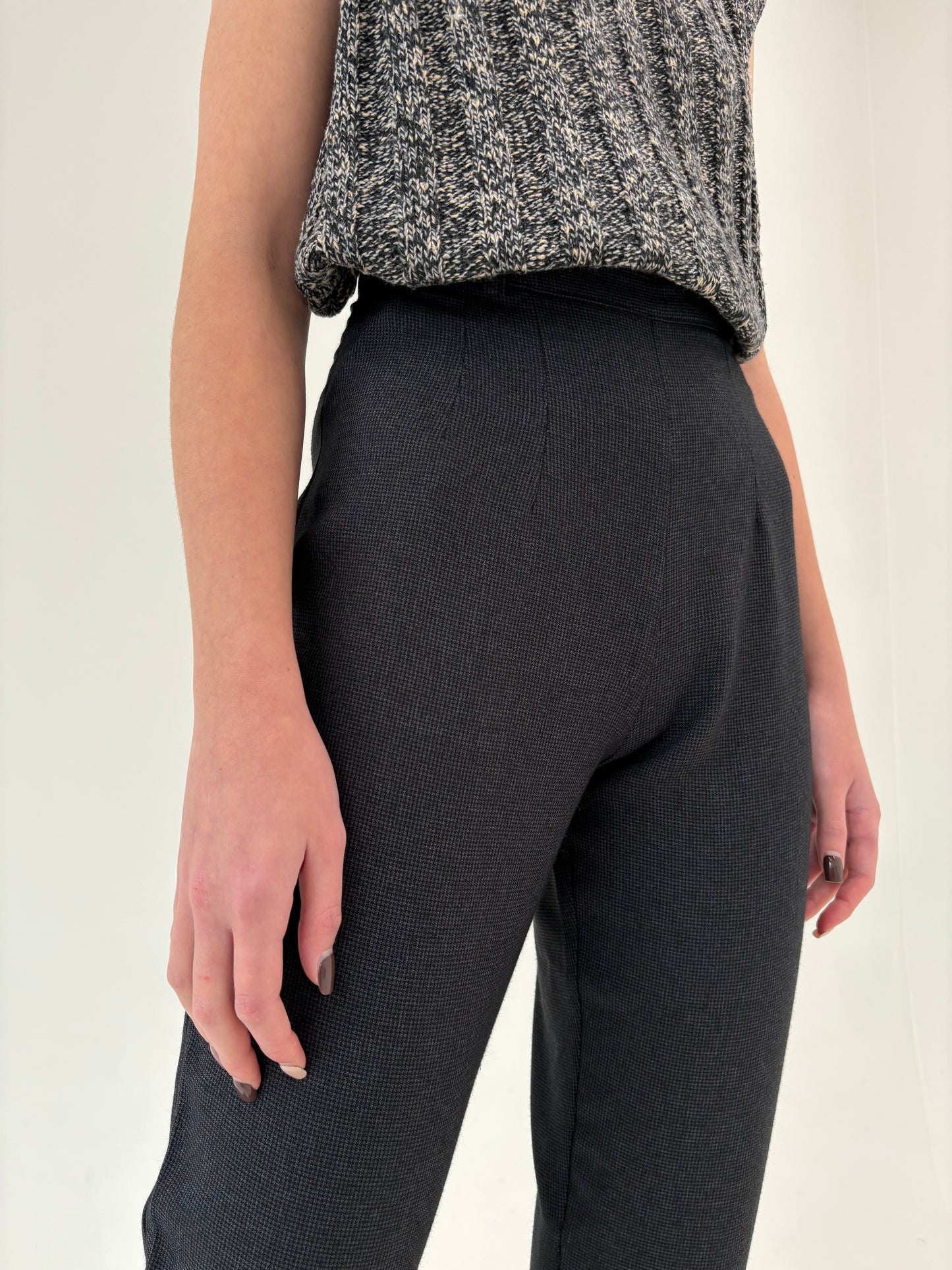 Pantaloni tall țigaretă din lana extrafina cu talie ultra ultra înaltă