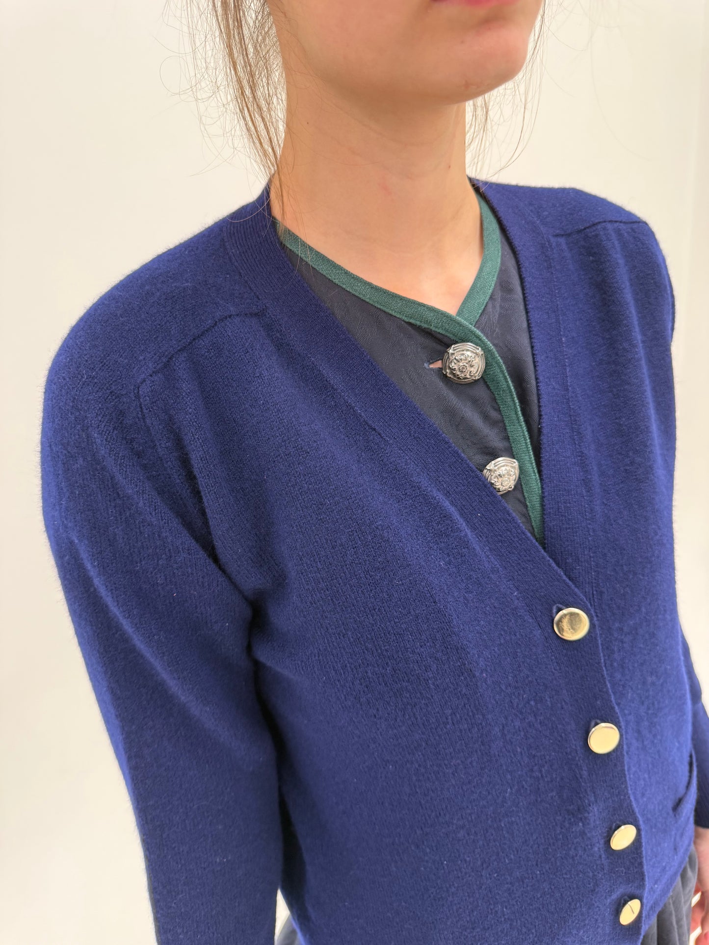 Cardigan luxury Pringle of Scotland vintage albastru cerneală