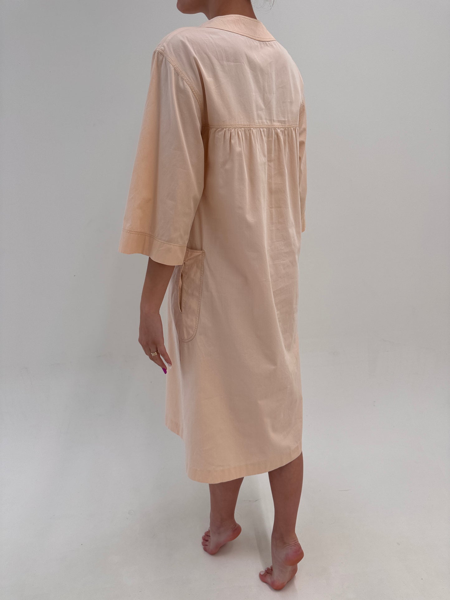 Rochie vintage de brand luxury Cacharel on stil kaftan din poplin de bumbac