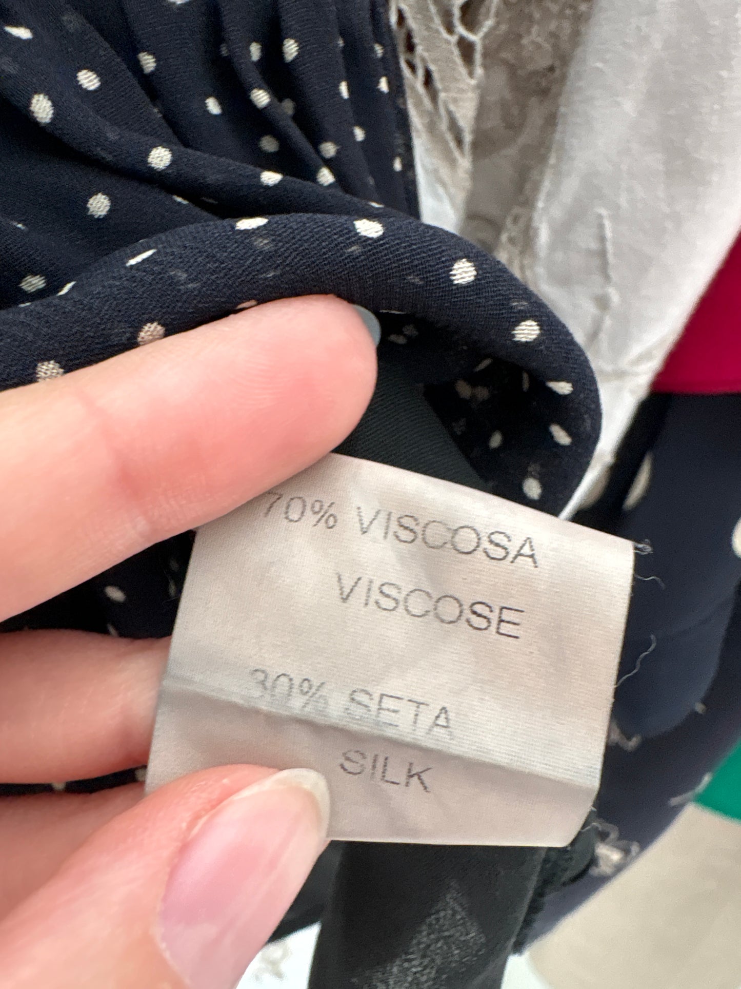 Fustă mini neagră Max Mara vintage cu buline albe din mix de mătase naturală