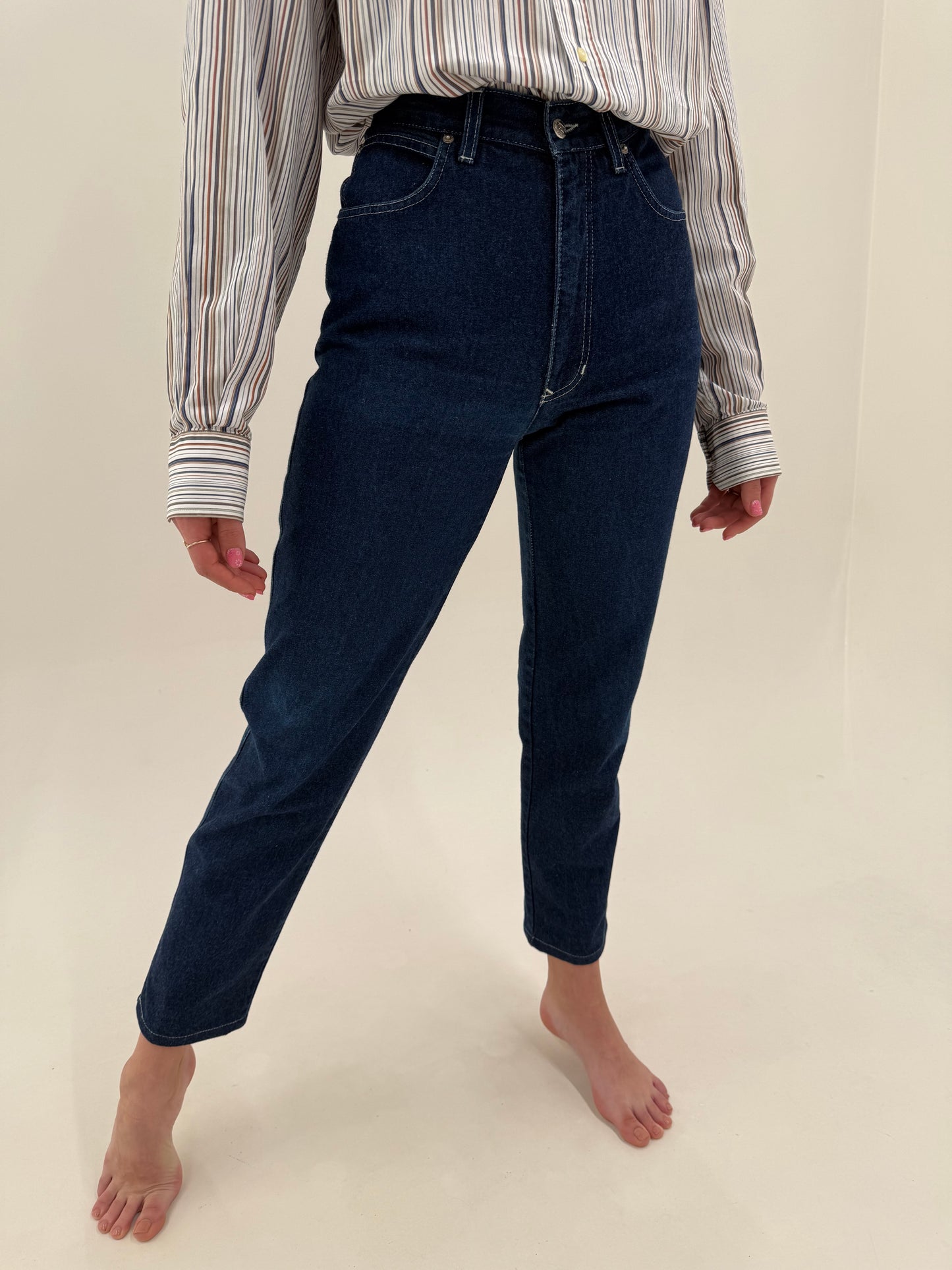 Jeans vintage Fendi indigo wash cu talie înaltă