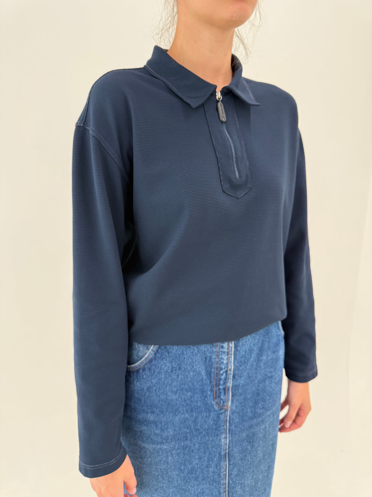 Zip-neck polo casual Trussardi honeycomb knit tehnic petite
