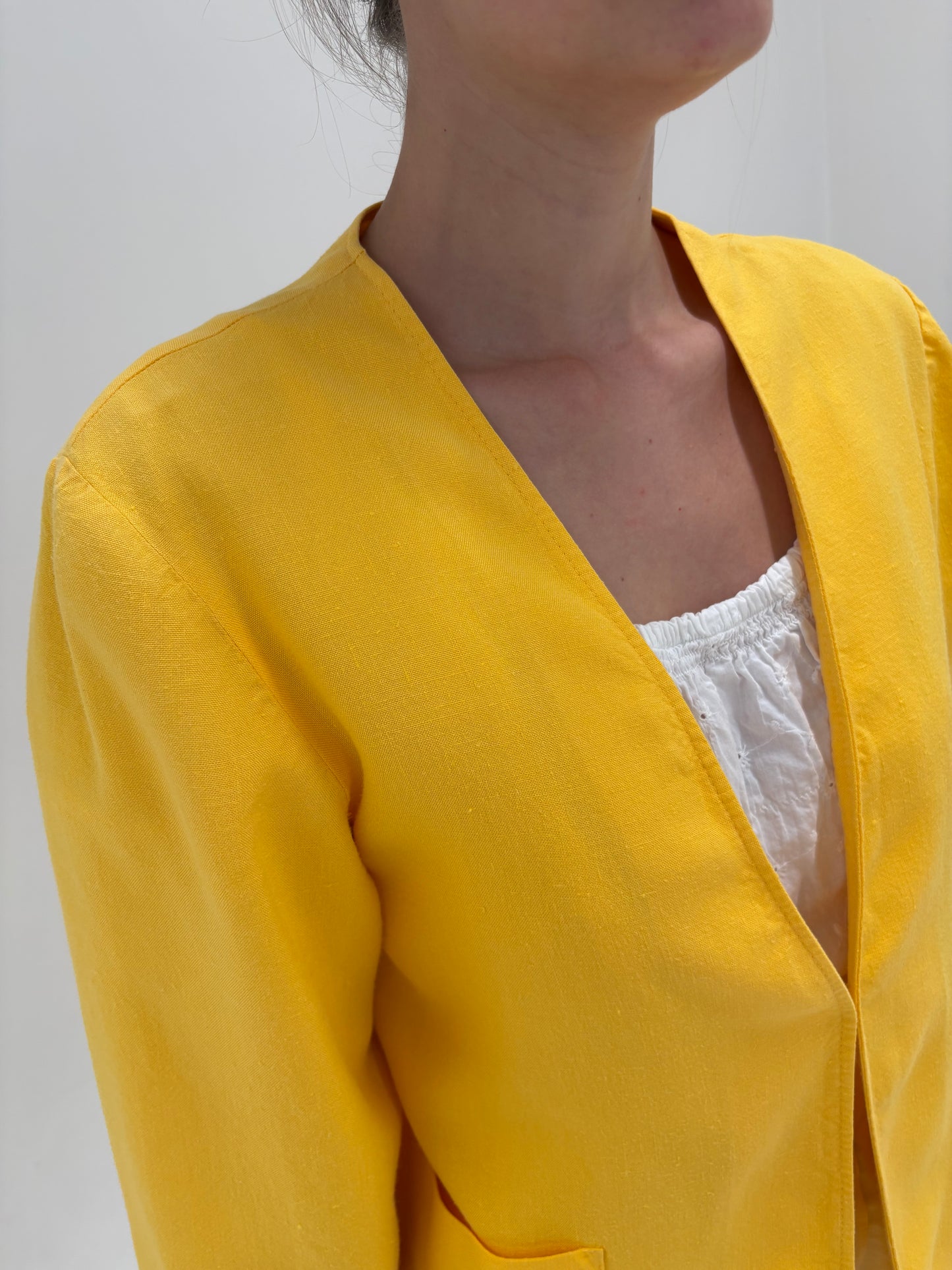 Sacou clasic din in premium ‘couture’ lemon yellow