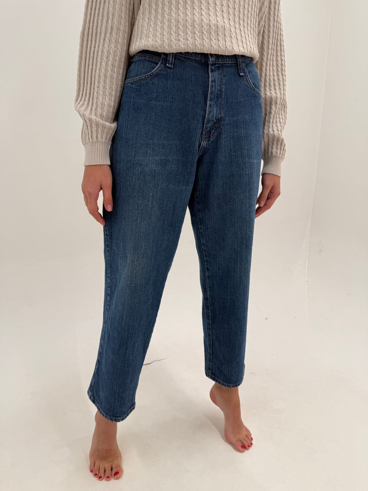 Jeans vintage premium relaxed fit din bumbac gros confort classic wash