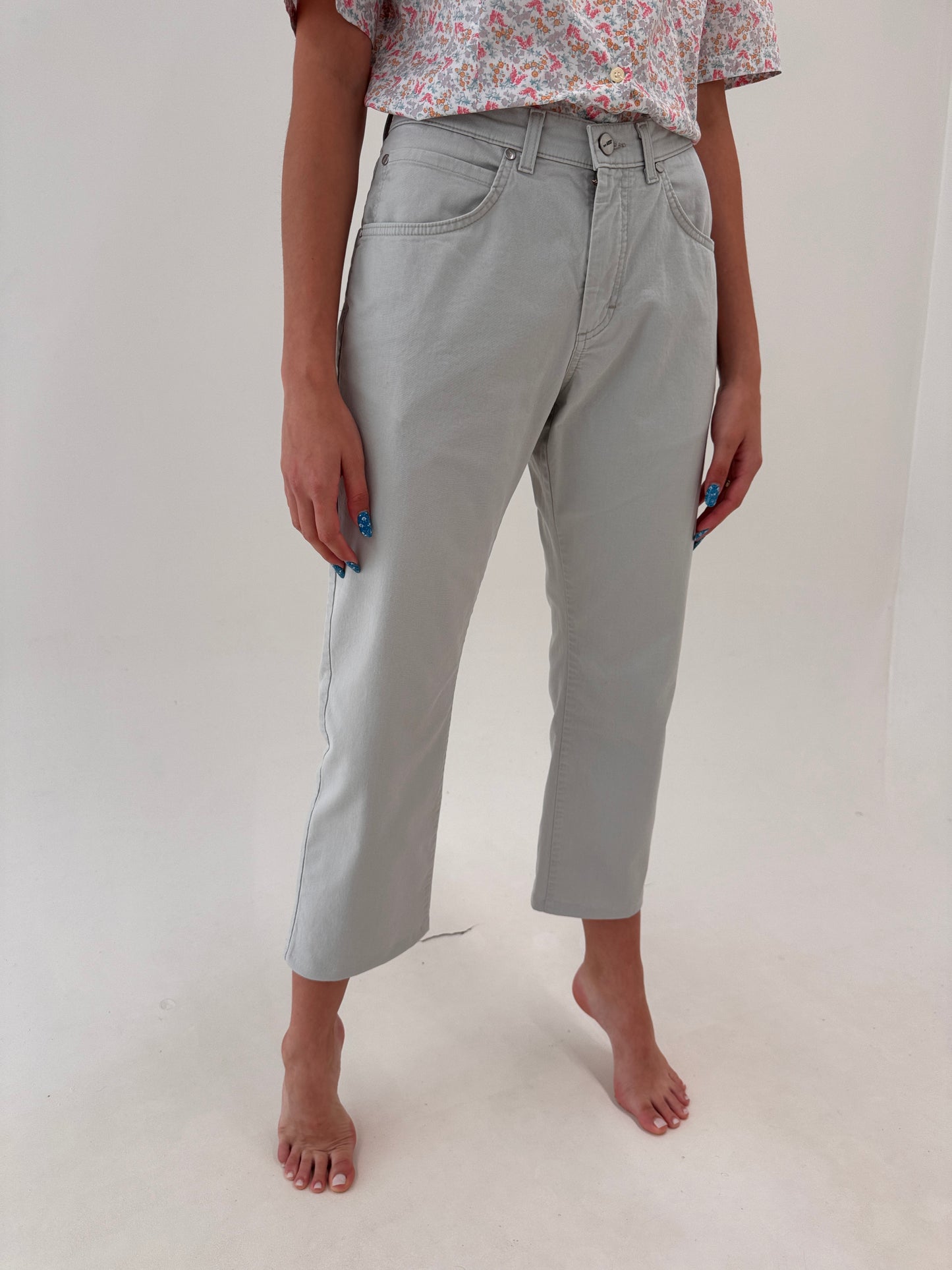 Pantaloni Joop de vară silver gray din bumbac premium modelator petite