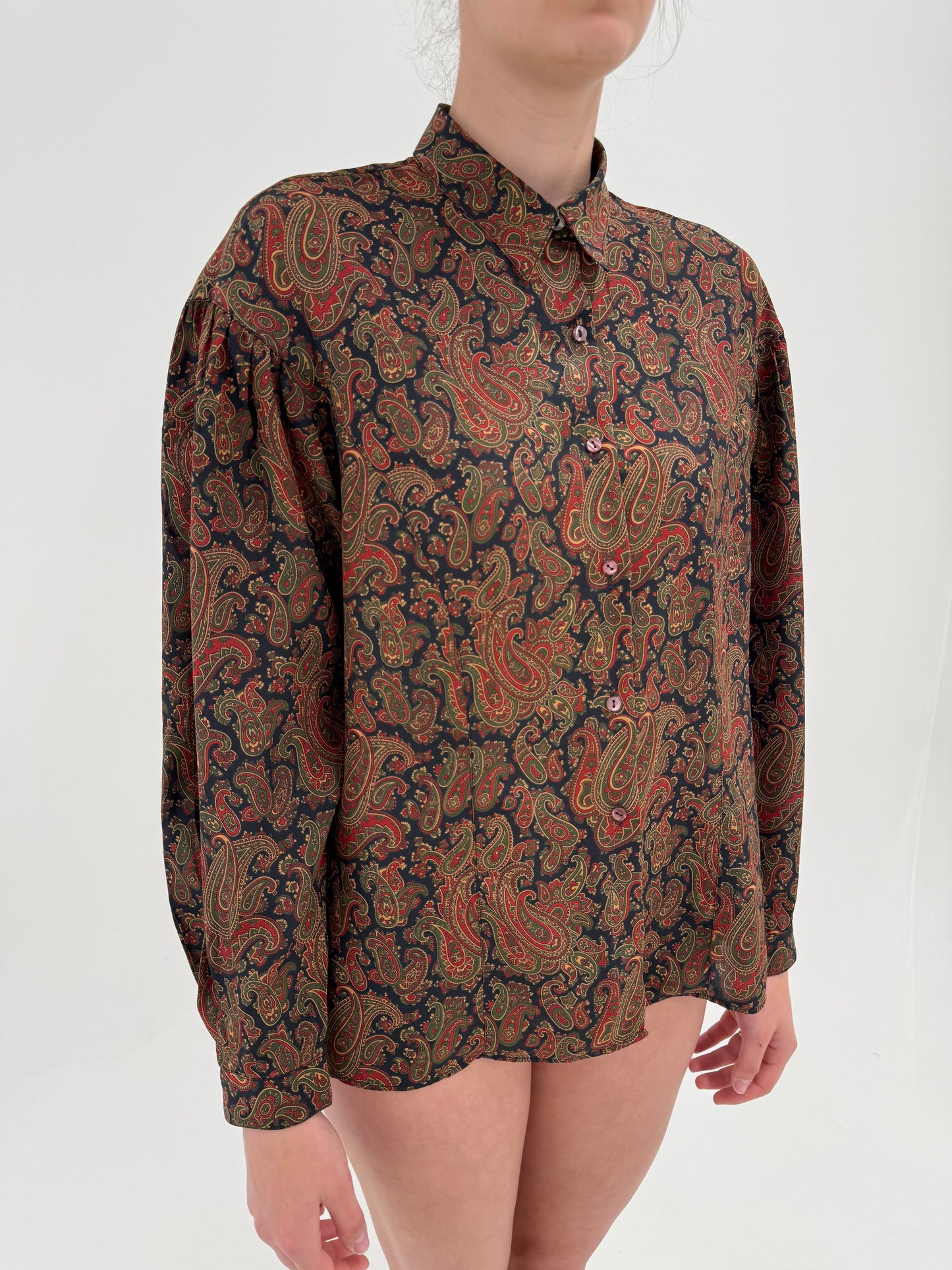 Cămașa din mătase naturală de brand luxury Cacharel cu print paisley