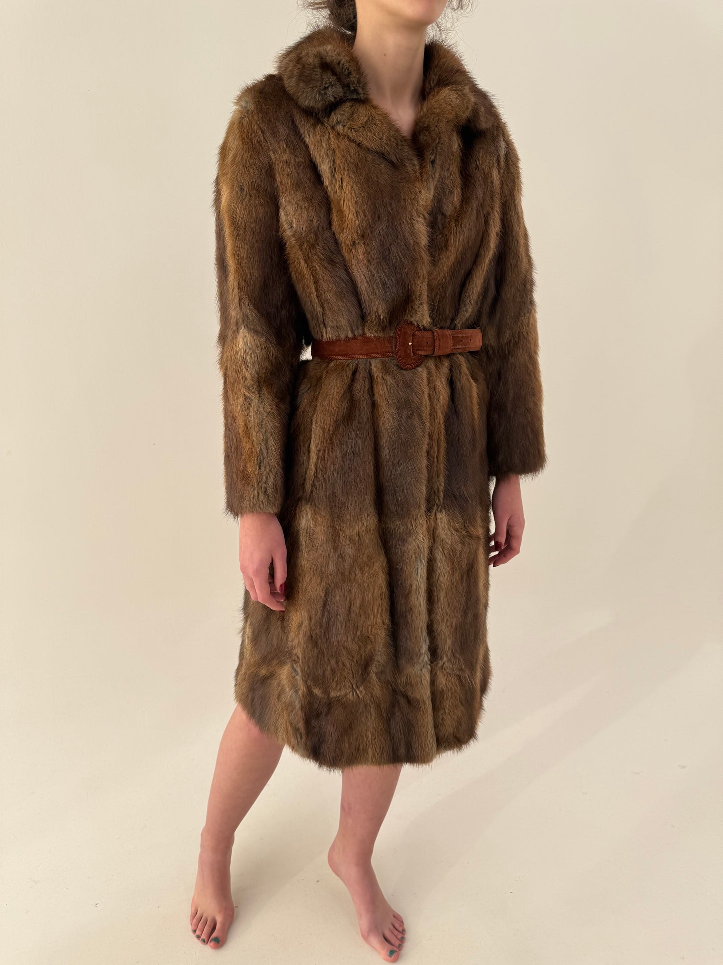 Blană de nurcă în nuanțe superbe de chocolate brown și camel