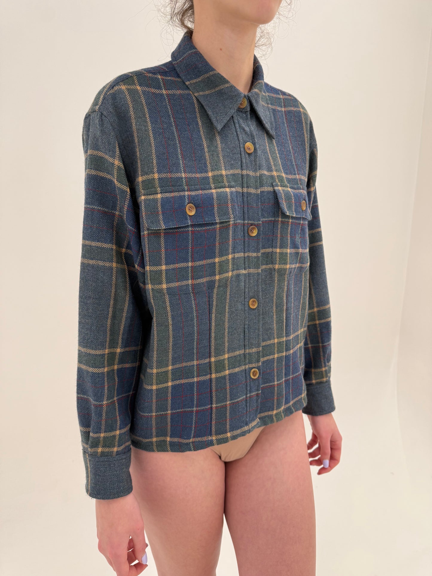 Cămașa Ralph Lauren / overshirt ușor cambrat din lana în carouri