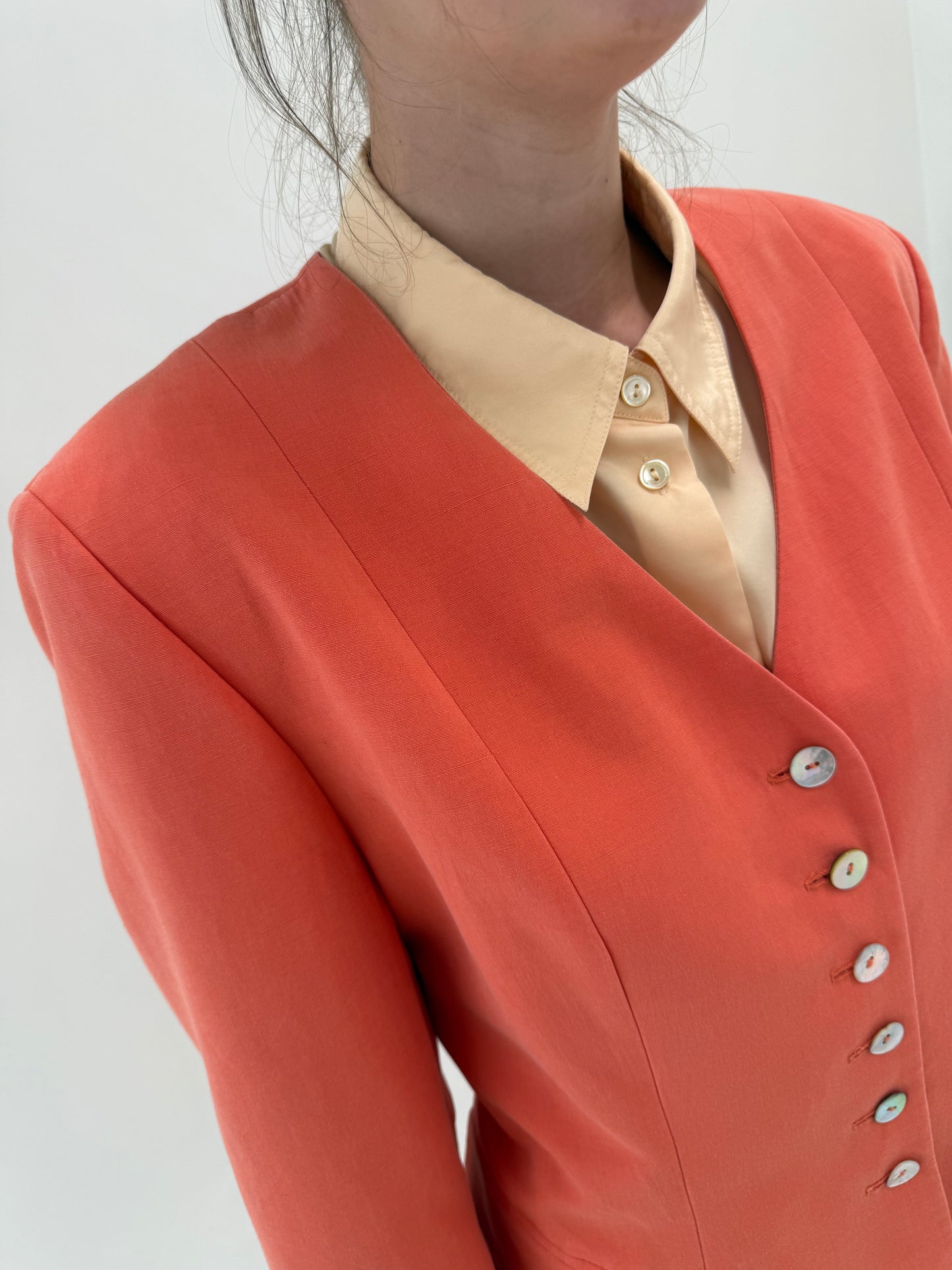 Sacou vintage ultra chic retro modern salmon orange din in și modal