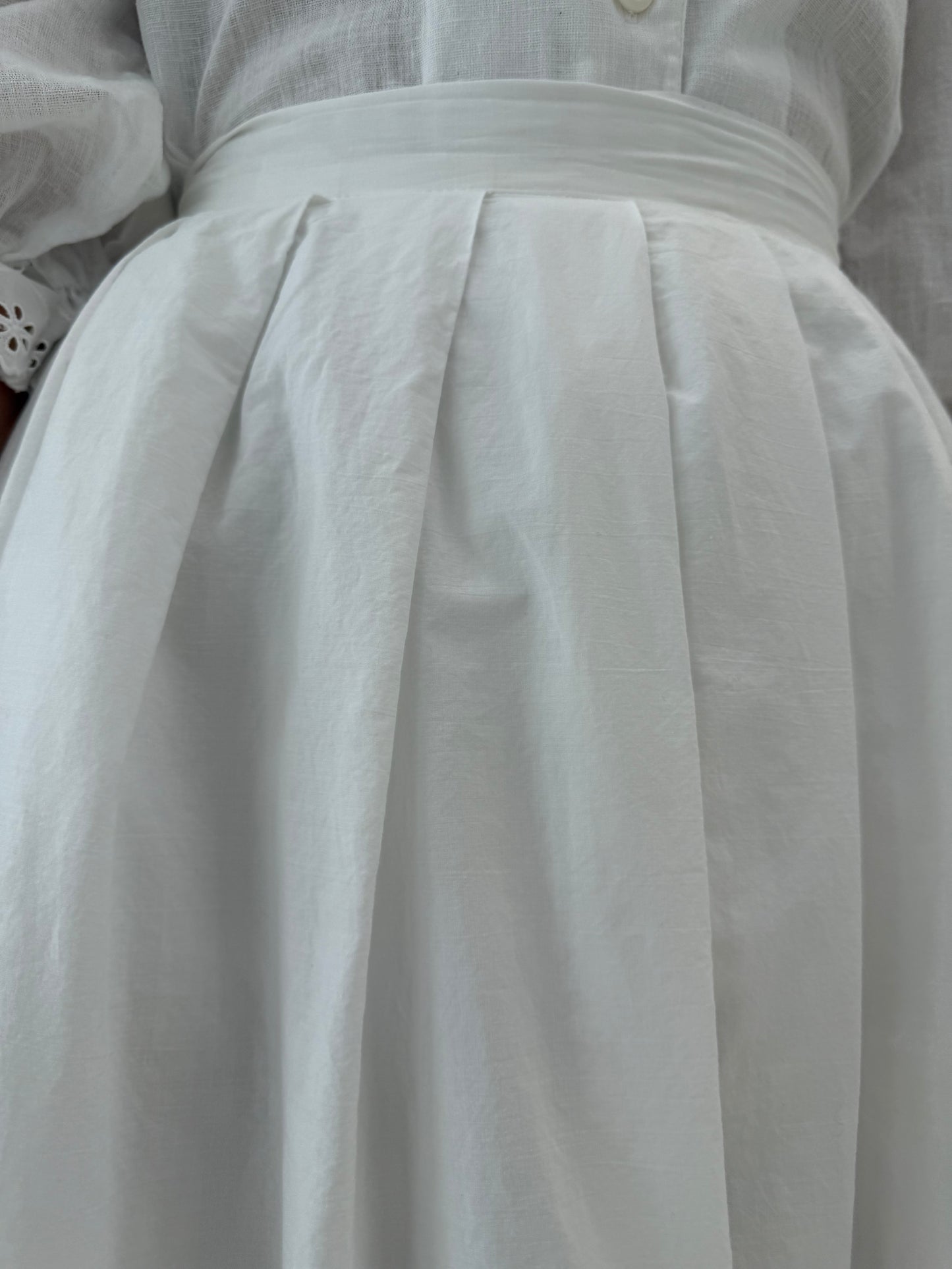 Fustă vintage excepțională maxi din bumbac ultra amplă cu broderie anglaise