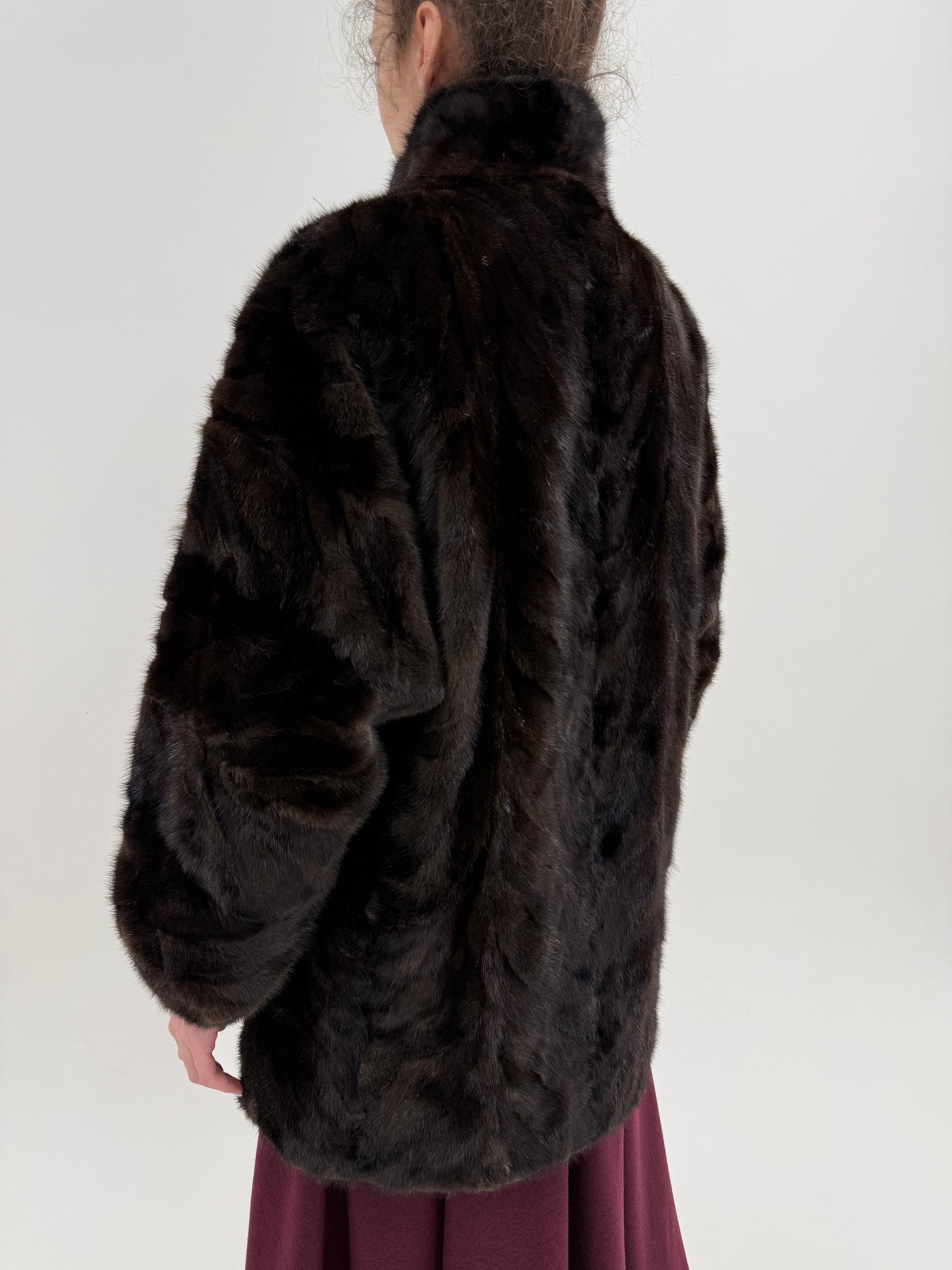 Blană naturală de nurcă excepțională dark chocolate brown