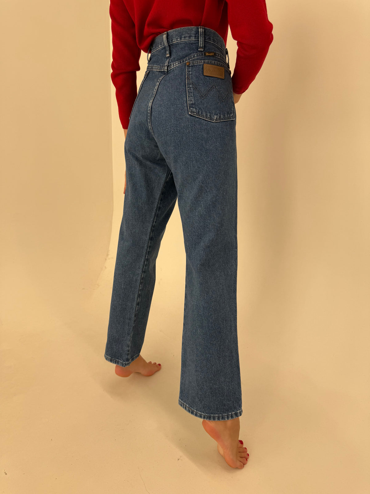 Jeans vintage premium tall classic wash and fit din bumbac gros cu talie ultra înaltă