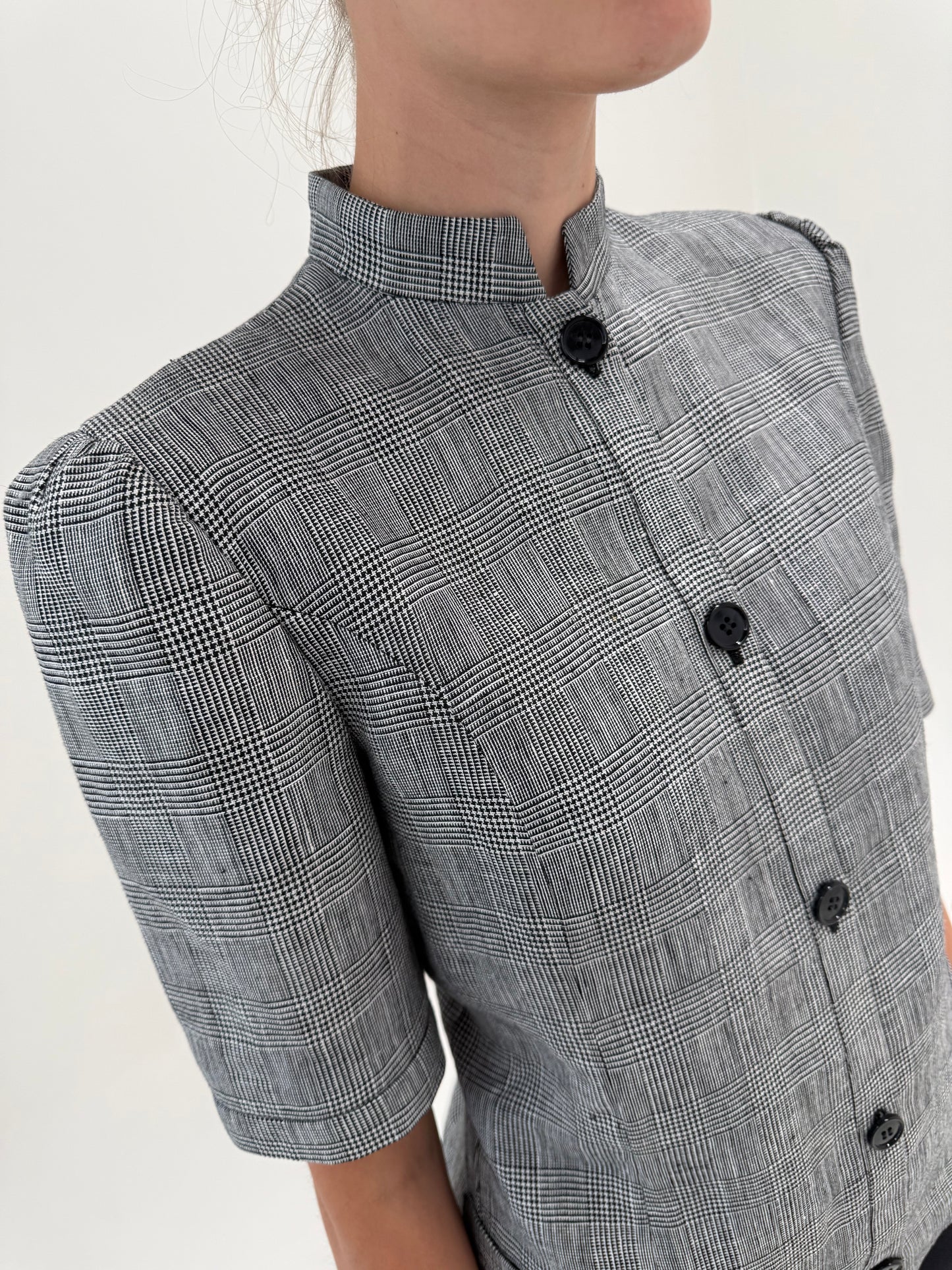 Sacou vintage Valentino din în excepțional cu în carouri fine alb negru