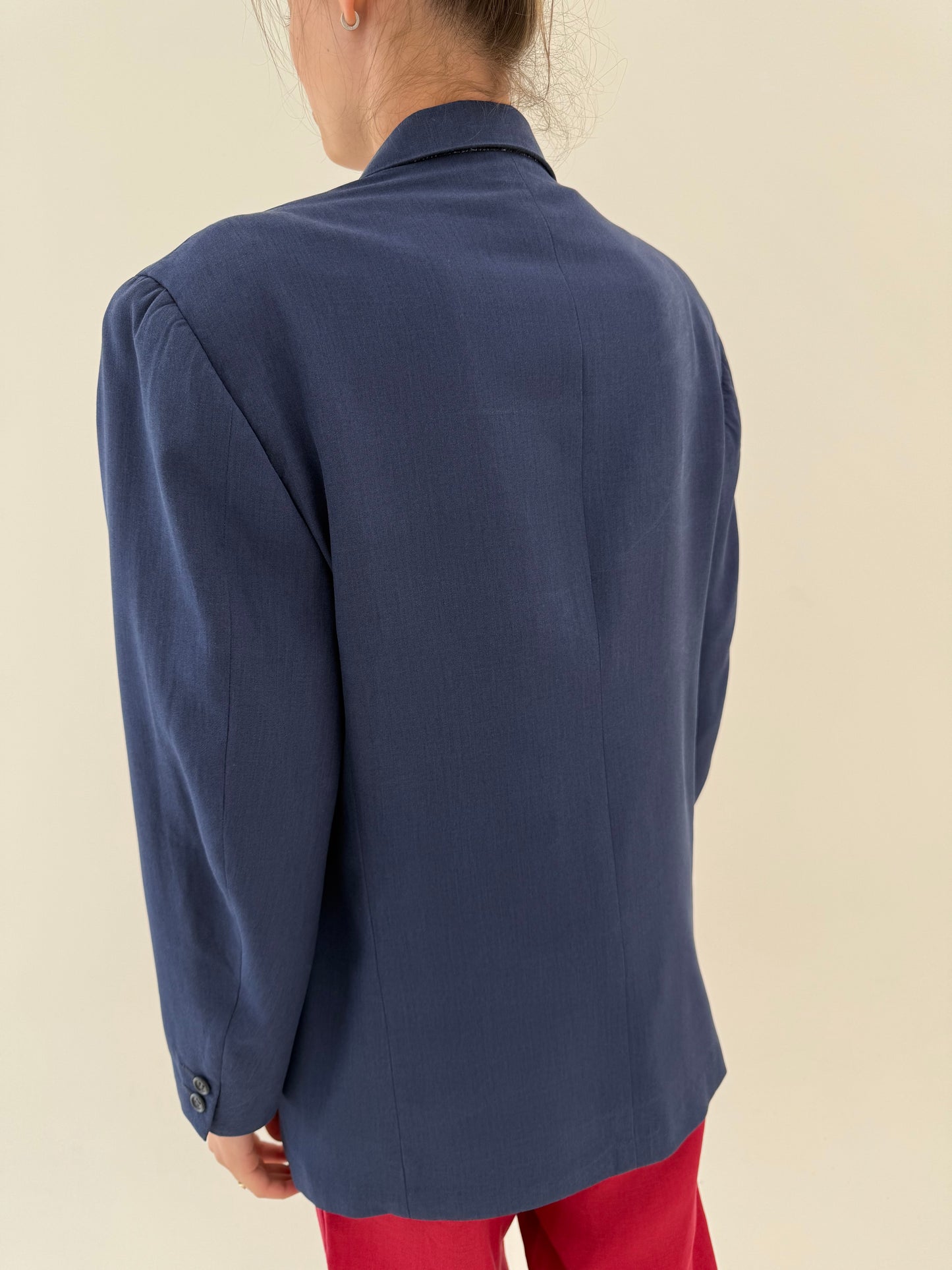Sacou italian din in premium jeans blue în croi actual