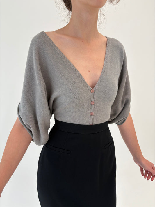 Top italian warm gray în anchior din mix de lana extrafina