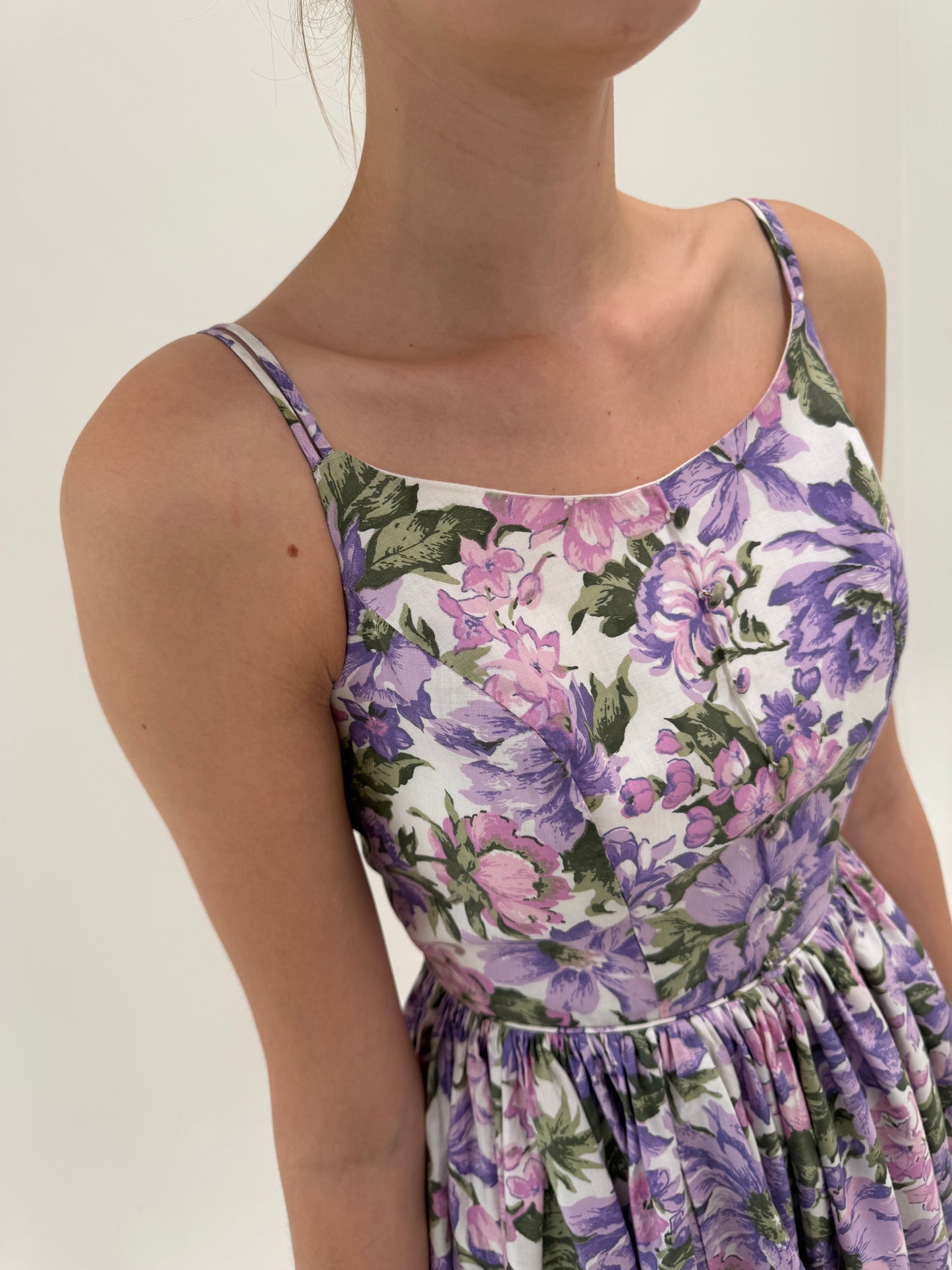 Rochie old vintage de colecție anii 50 de la zi la seară cu print floral superb