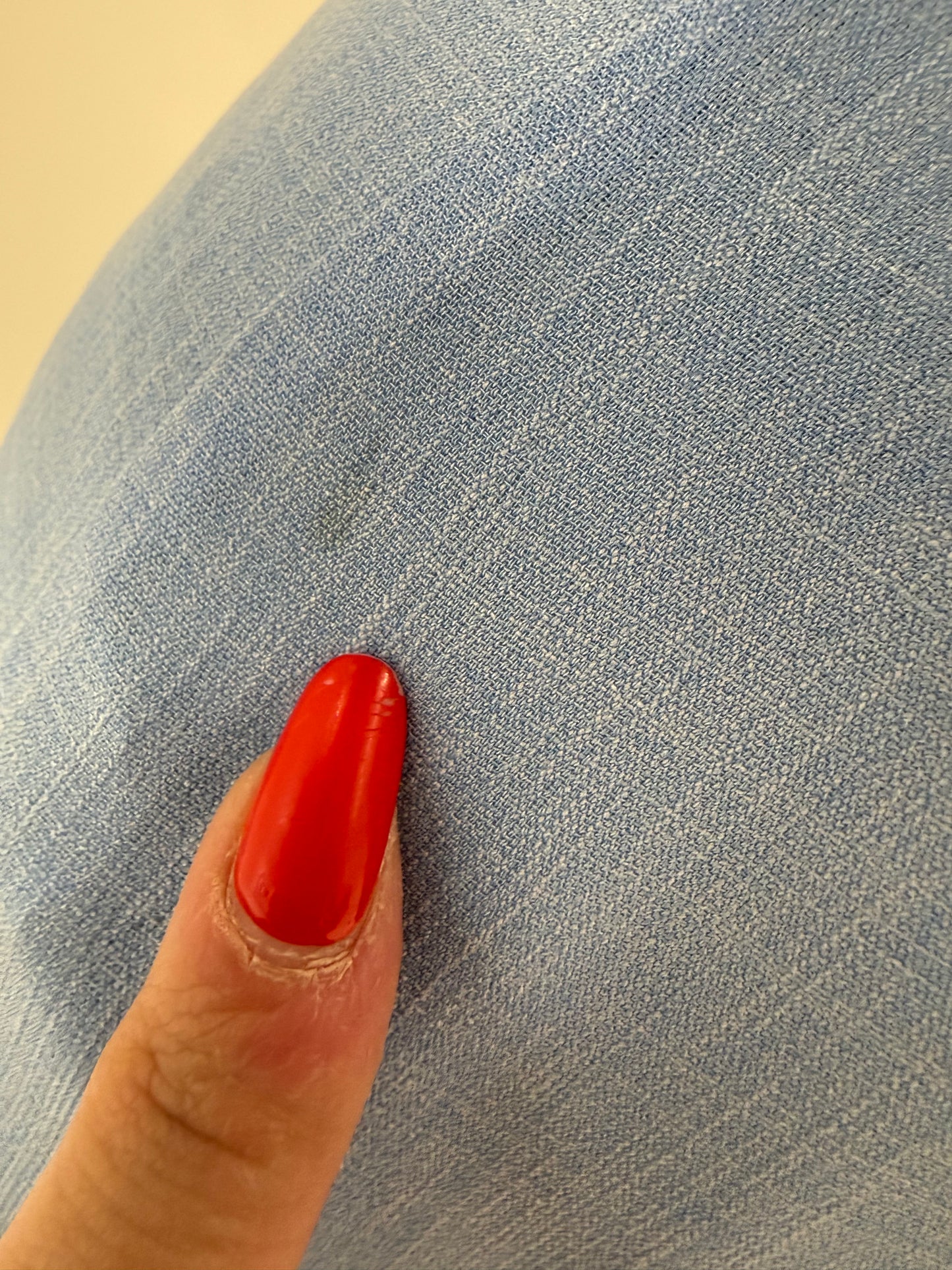 Pantaloni tall in croi drept baby blue din pânză de in și vascoza