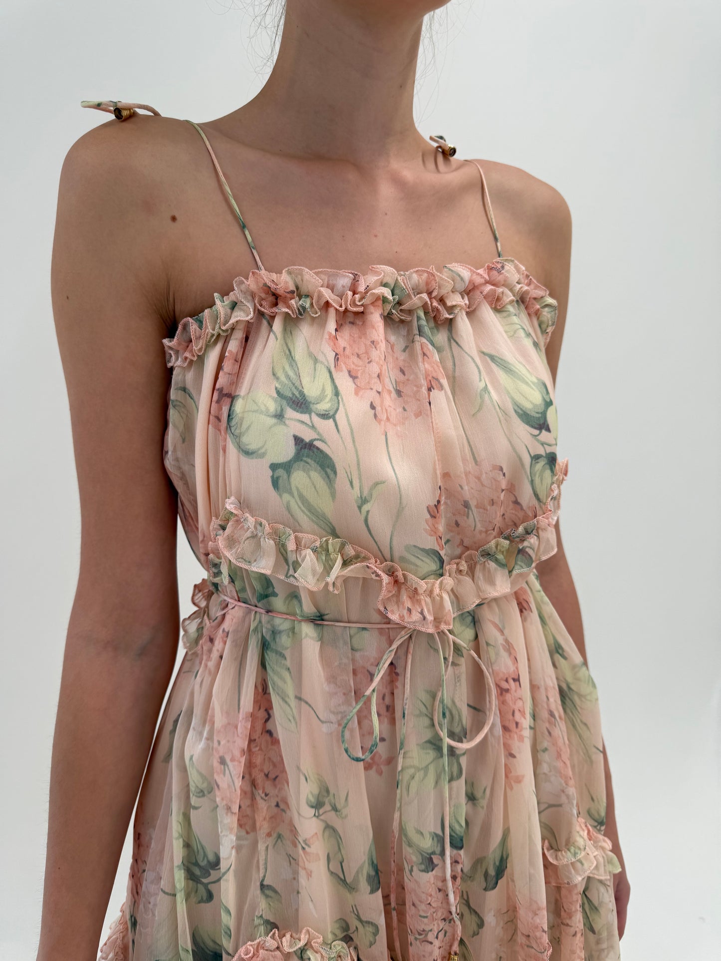 Rochie boho super vaporoasă din mătase naturală powder Pink de la zi la seară