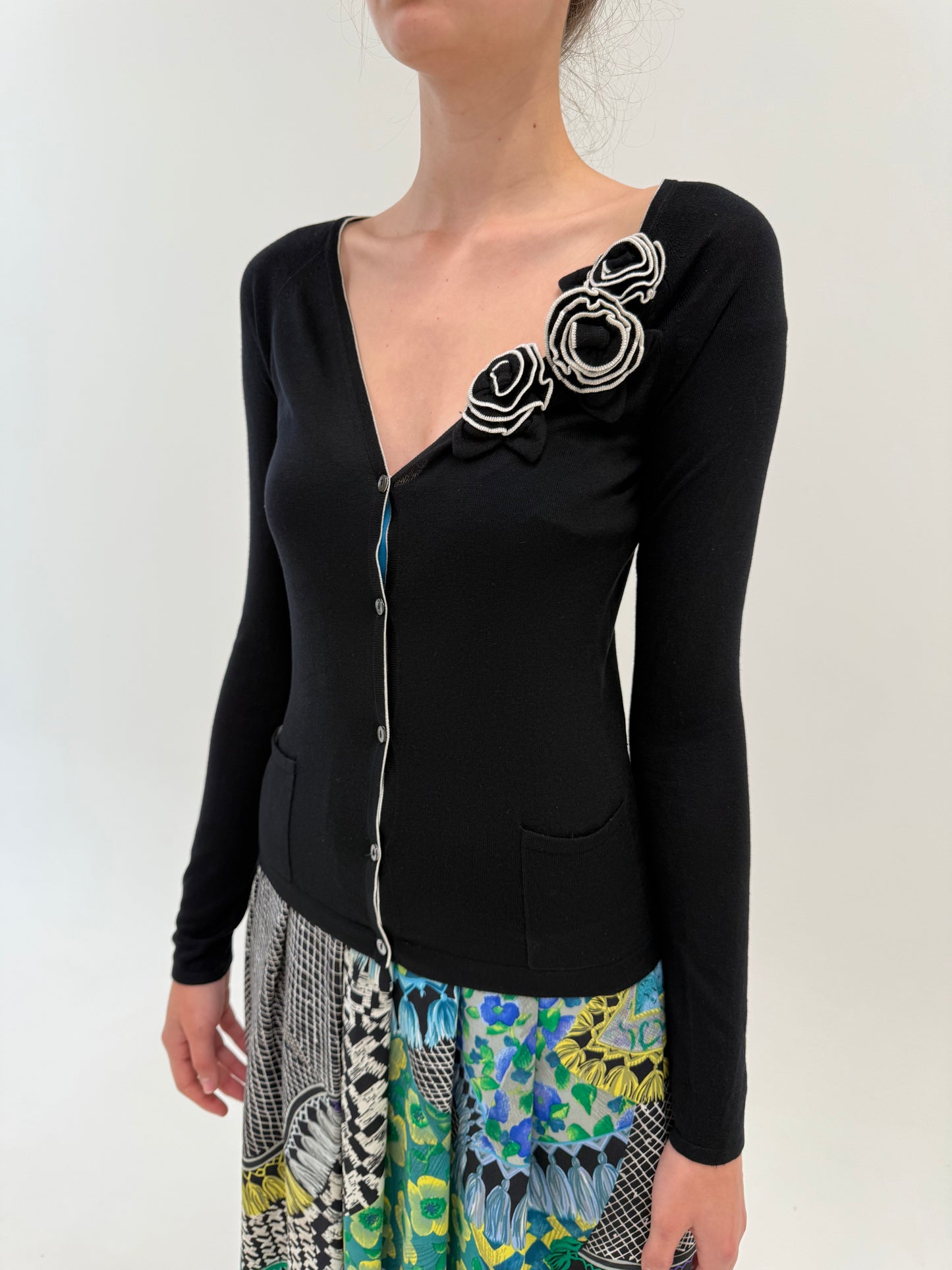 Cardigan negru Max mara de vară 85% mătase naturală și restul cașmir