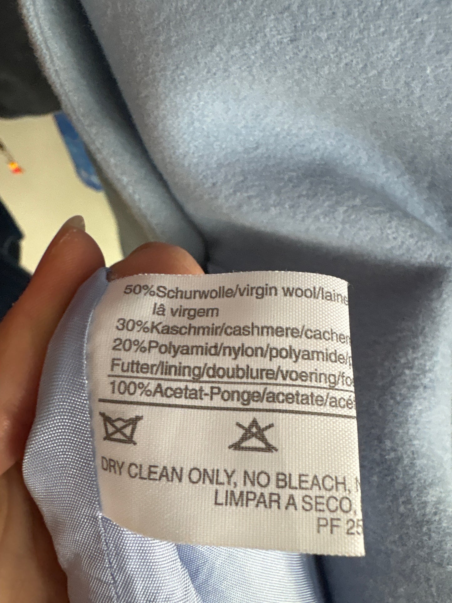 Sacou baby blue elegant din cașmir și lana extrafina