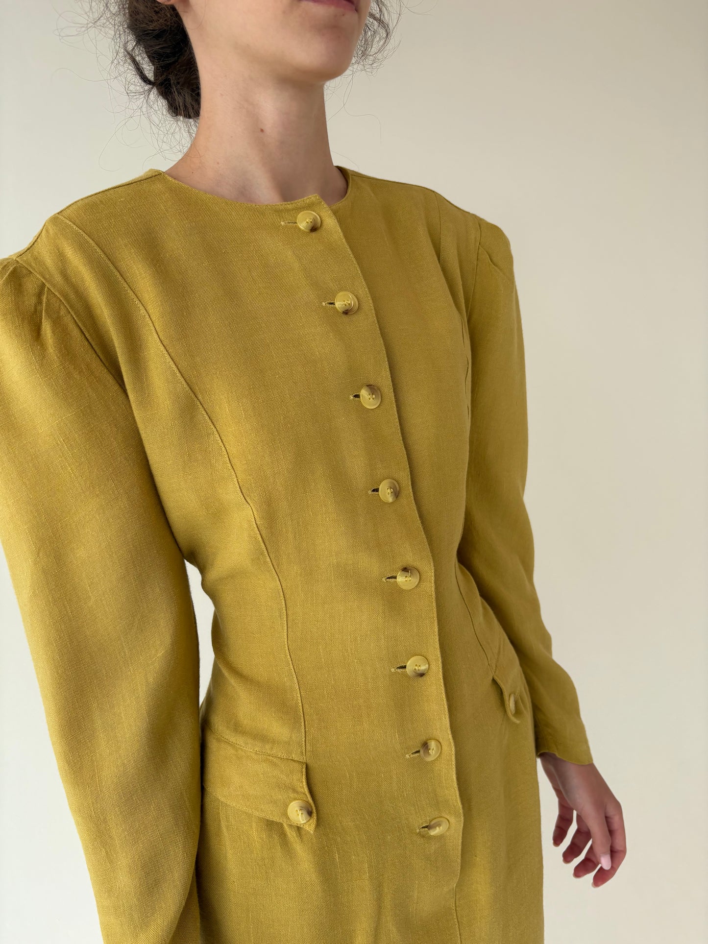 Rochie vintage luxury Biba din in excepțional cu ușor cambrata