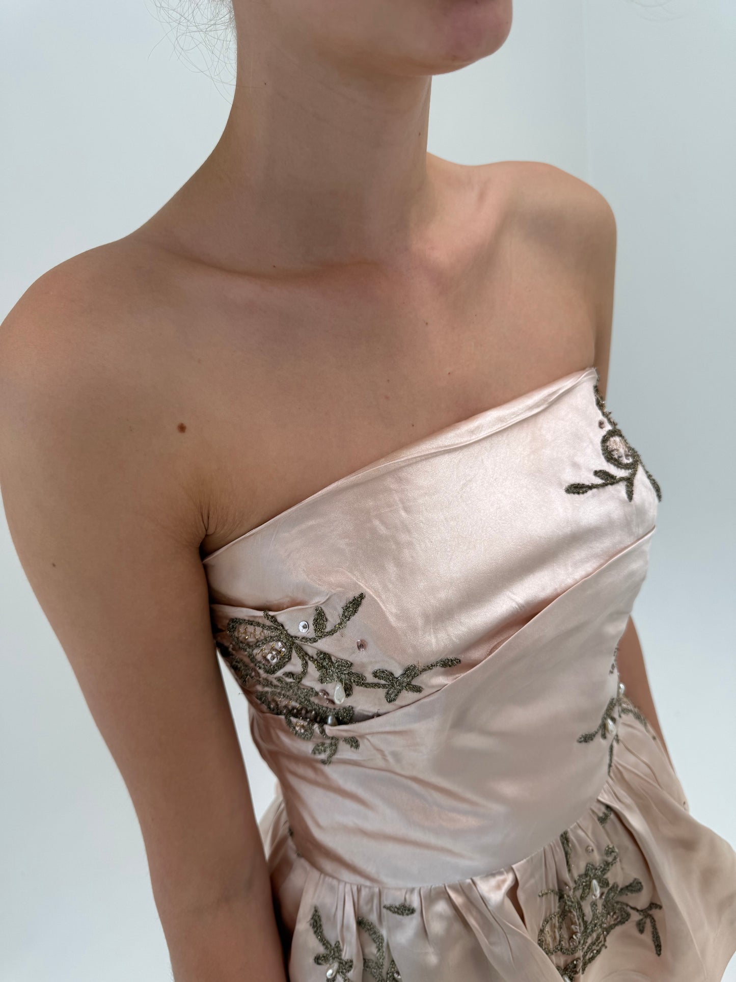 Corset luxury vintage din mătase naturală plină cu aplicații manuale delicate