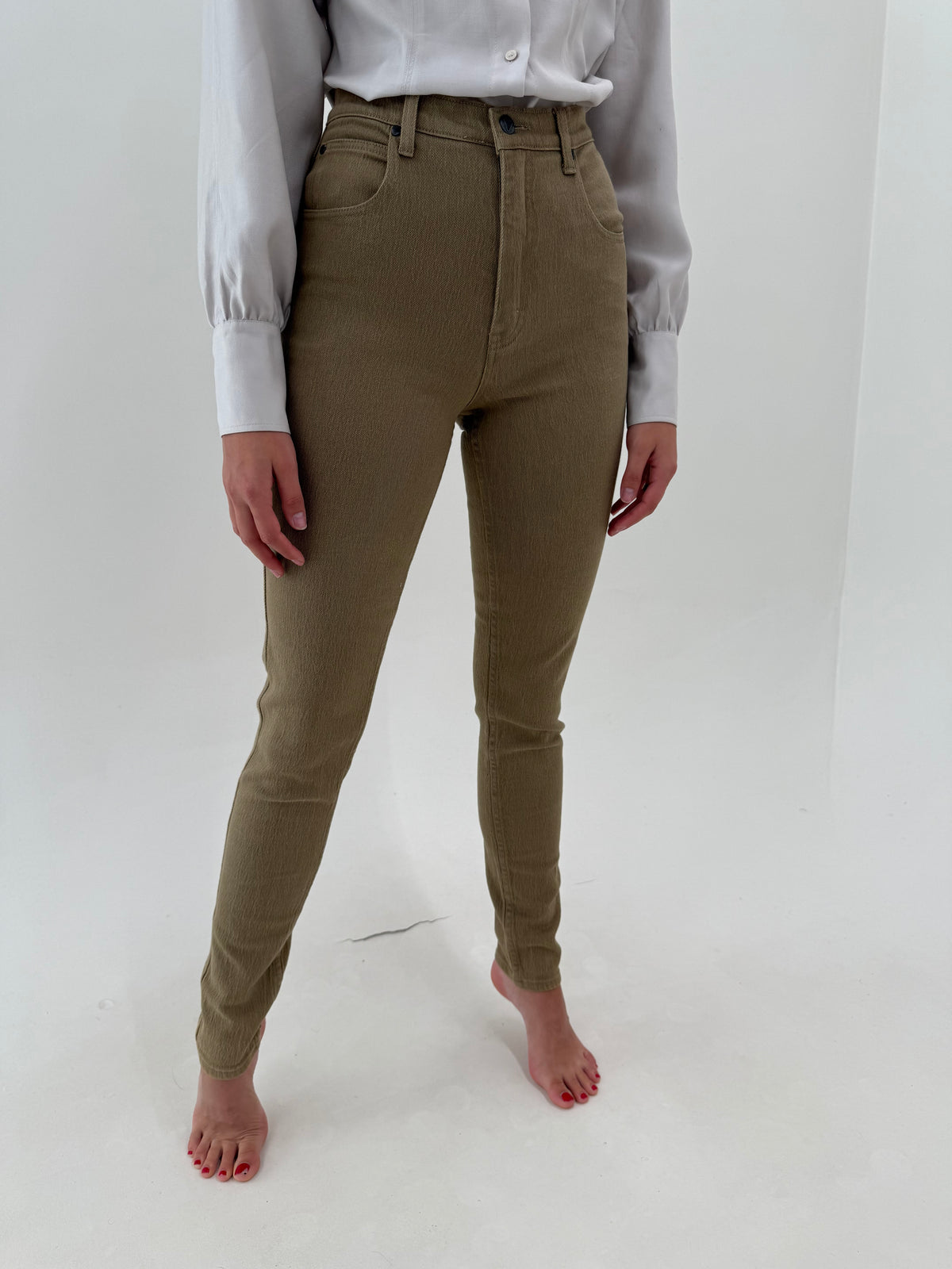 Jeans vintage tall ultra modelatori camel din material plin extrem de calitativ
