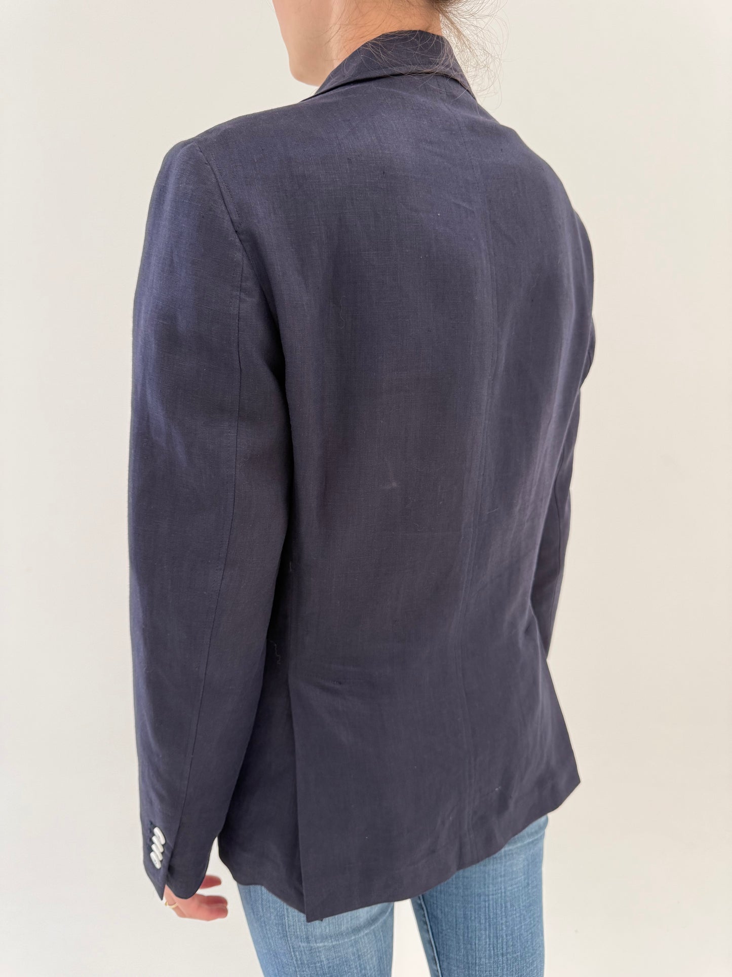 Sacou italian din in pur Navy blue în croi actual tall