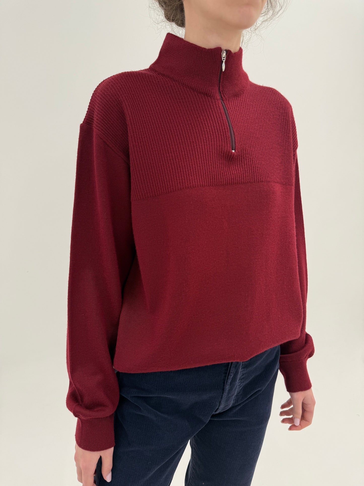 Maleta luxury high end italiană burgundy din lana merino excepțională