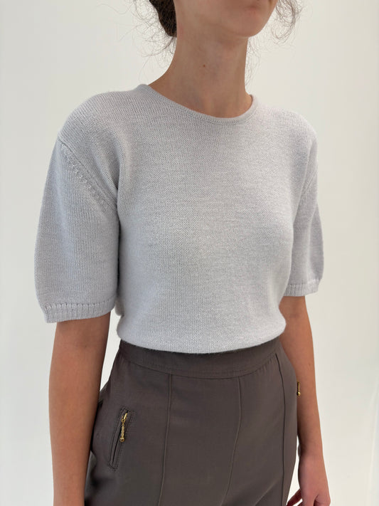 Top de gramaj mare silver gray din lana merino extrafina