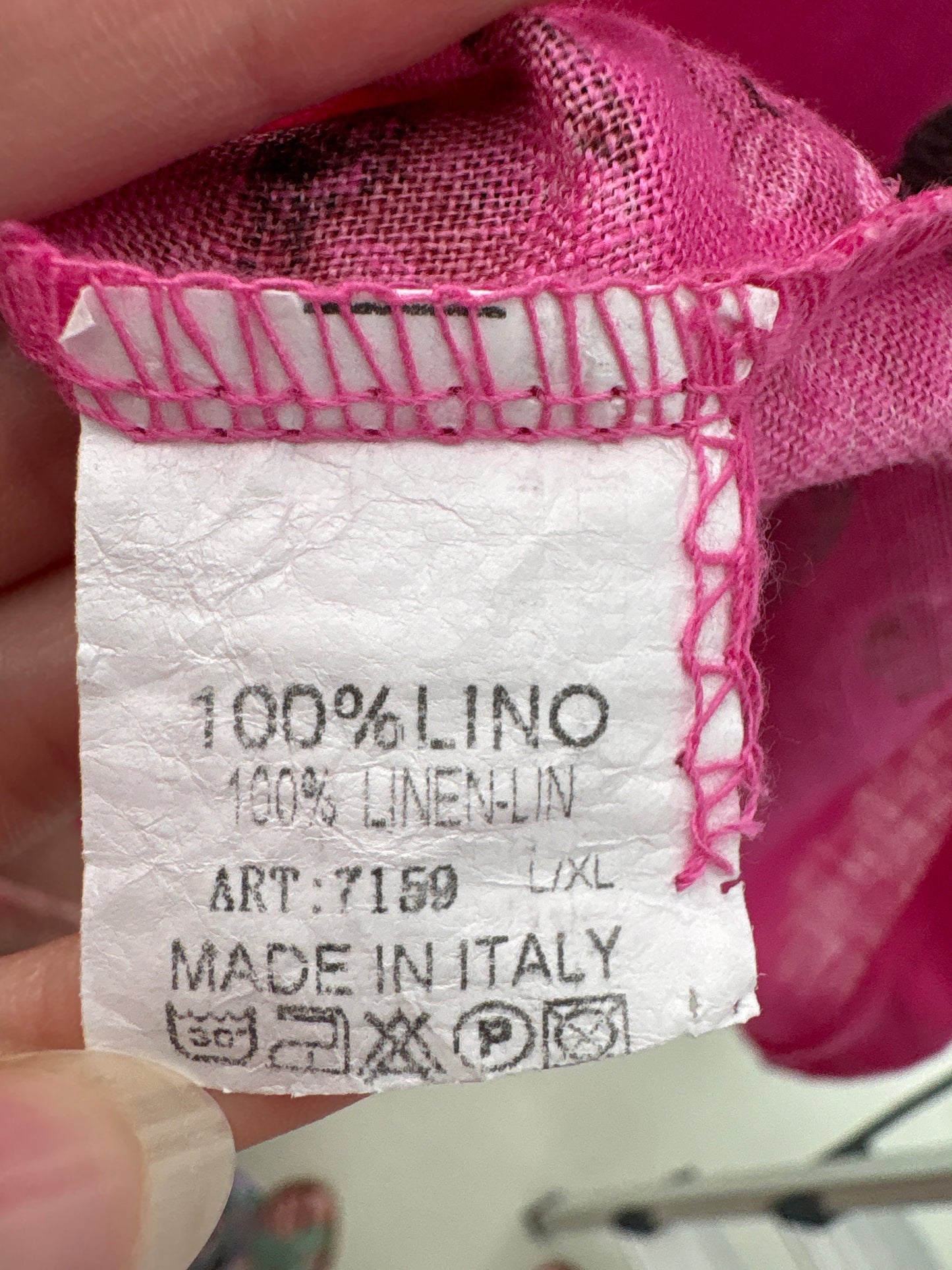 Rochie italiană din in fucsia cu print floral superb în croi minimalist și buzunare