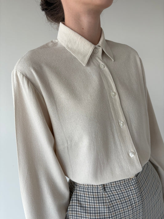 Cămașa din panza de mătase naturală raw off white