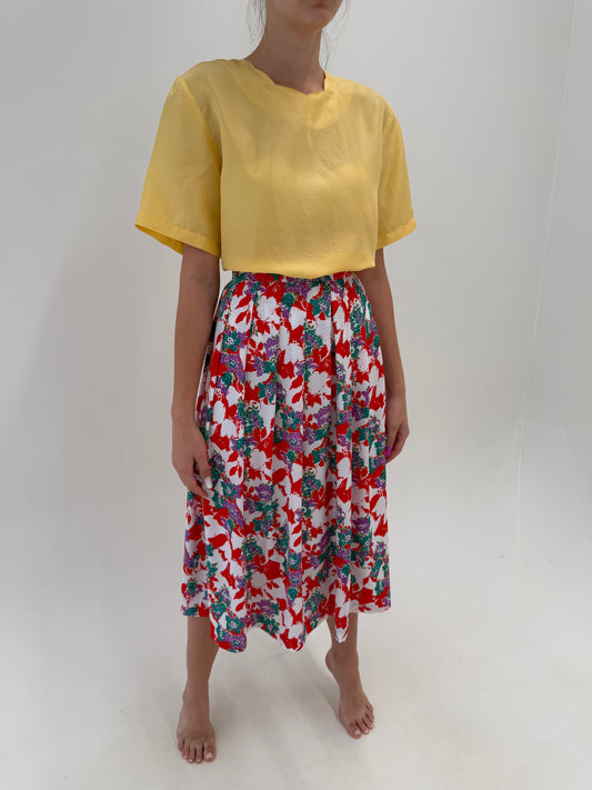 Fustă din mătase naturală ultra luxury Alta Moda midi lung cu print superb