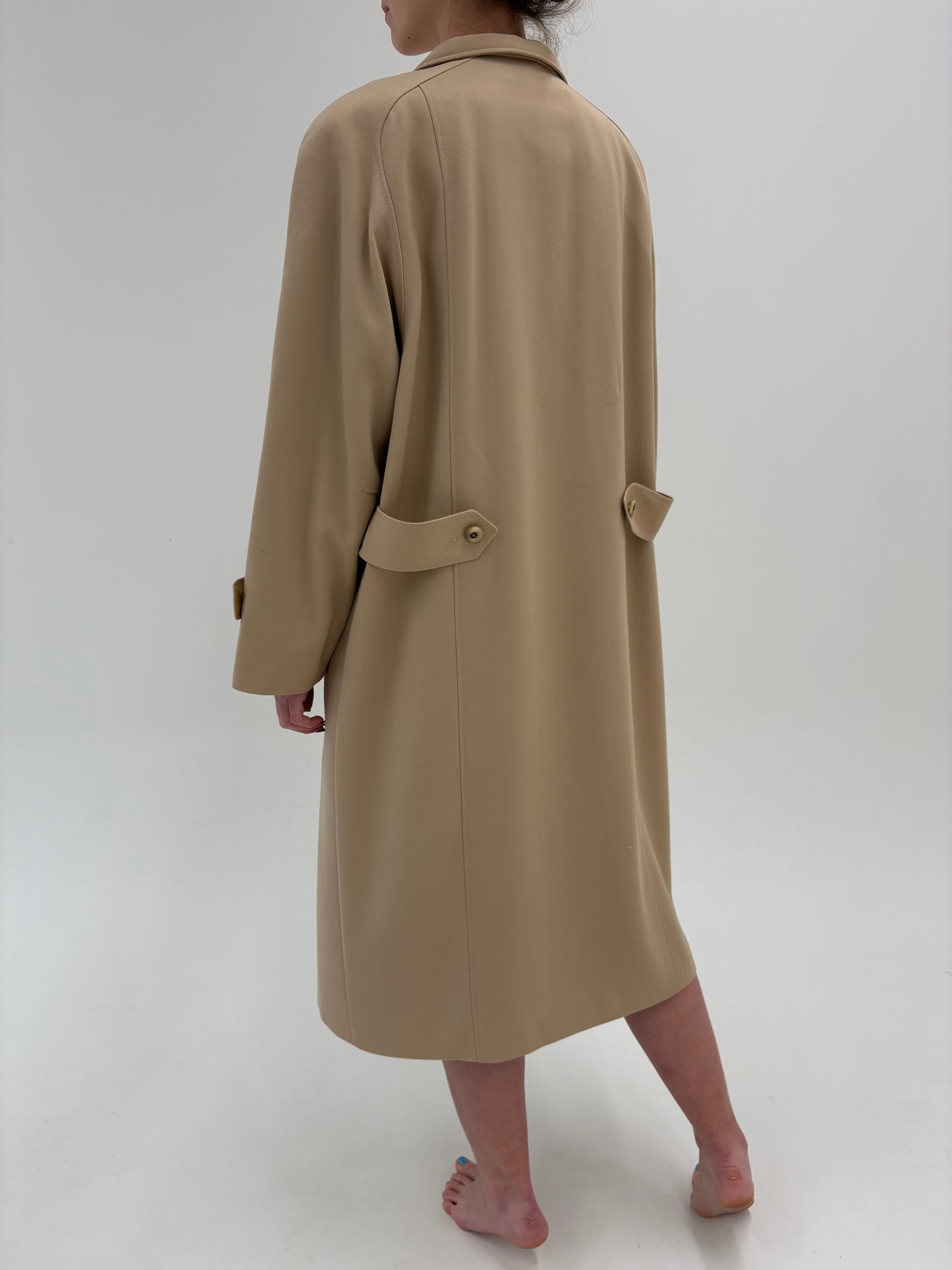 Palton old vintage anii 80 din twill excepțional de lana sand nude