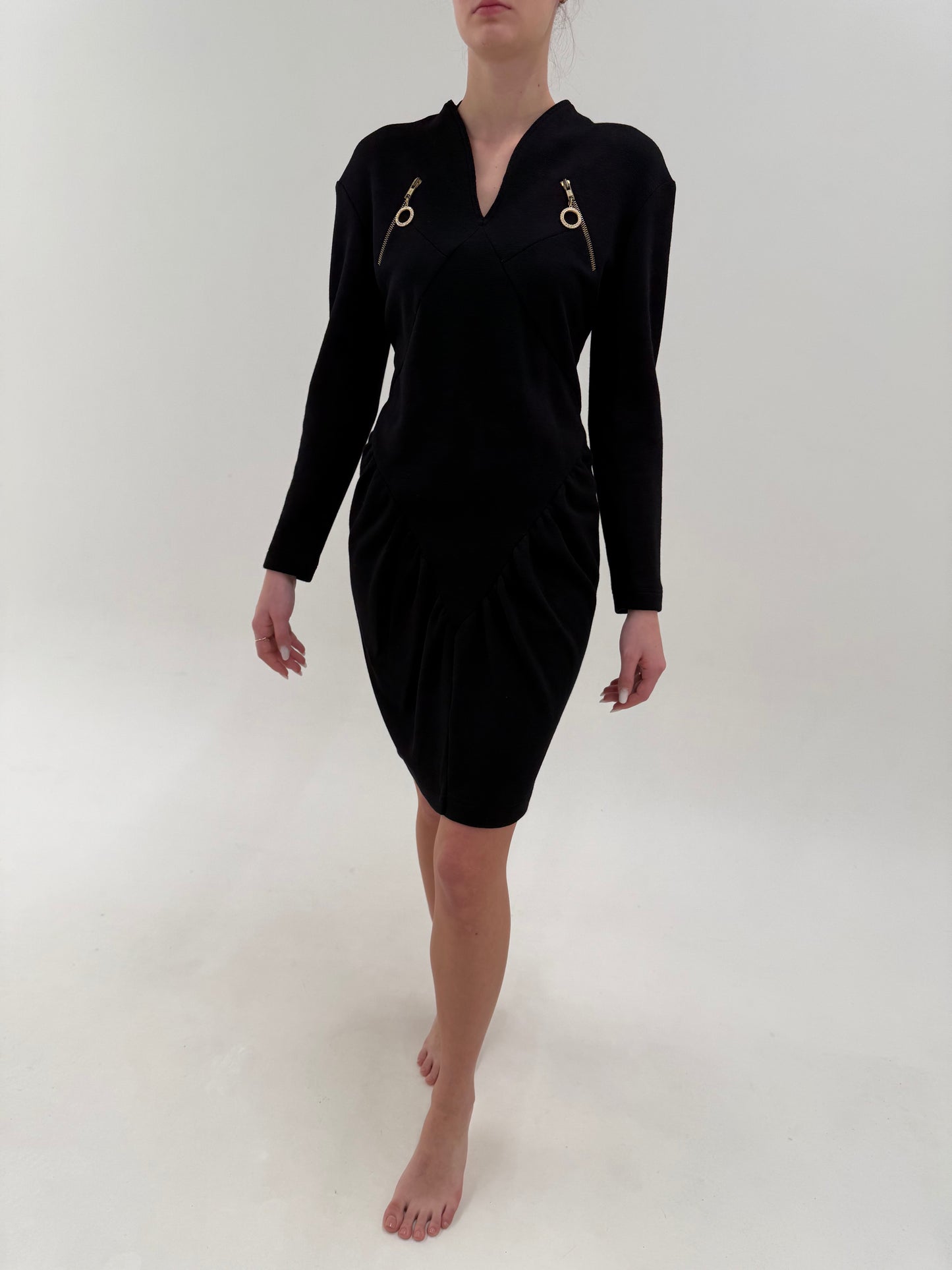 LBD Rocco Barocco old vintage anii 80 din jerse extrafin de lan subțire