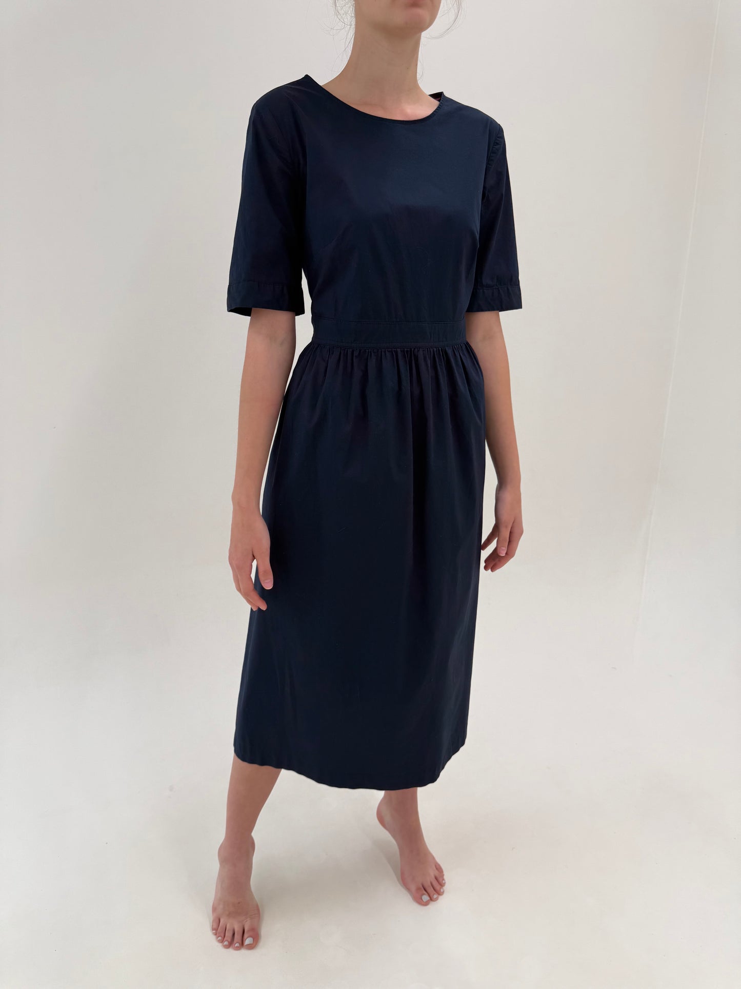 Rochie Navy cu talie marcată ultra înaltă din bumbac premium ultra confort