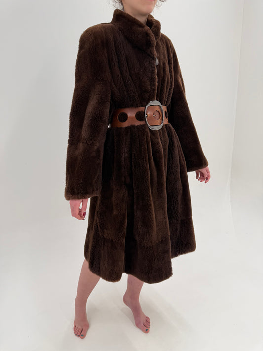 Blană naturală high end de Mouton Merinos luxury chocolate brown