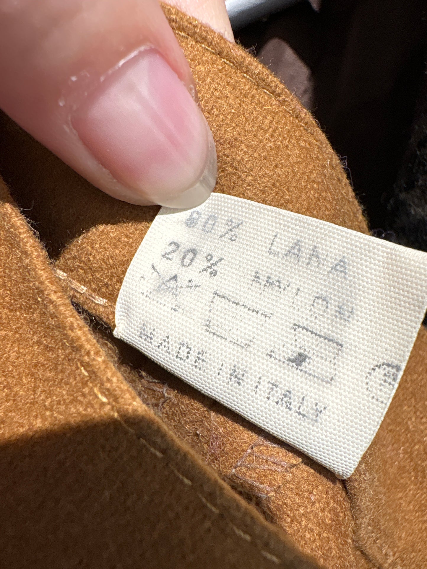 Pantaloni vintage tall camel din stofă groasă în croi super chic