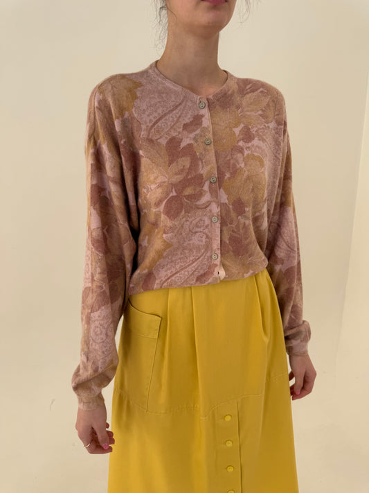 Cardigan vintage italian dusty powder pink din lana extrafina și Angora