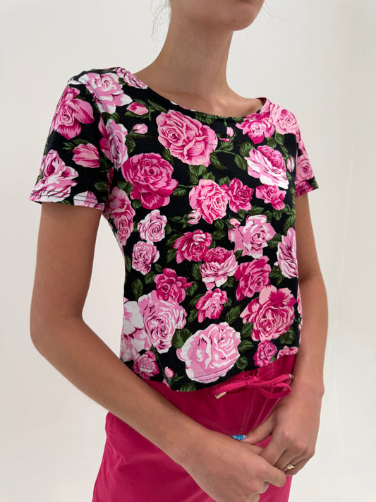Top vintage Moschino ultra feminin din bumbac modelator de gramaj mare