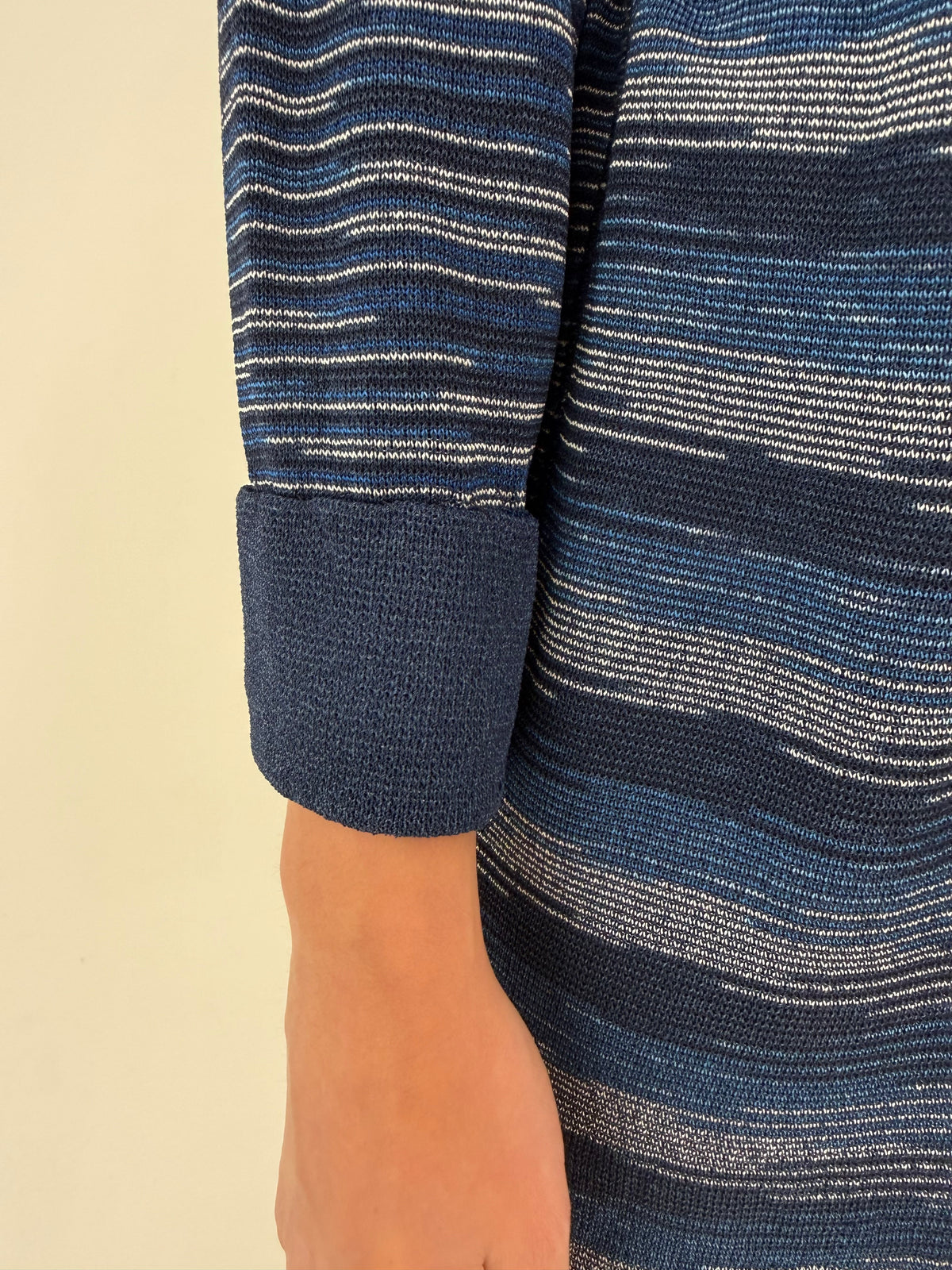 Rochie / cardigan lung Missoni polo din tricot specific brandului în nuanțe de albastru