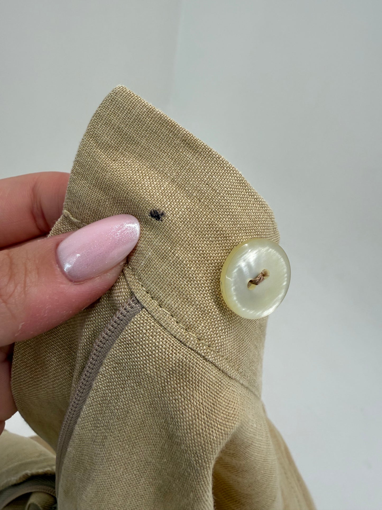 Pantaloni petite italienești camel din in premium