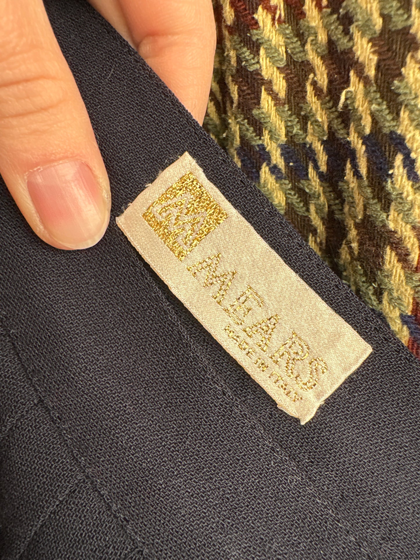 Fustă Navy plisată din lana extrafina cu talie ultra înaltă