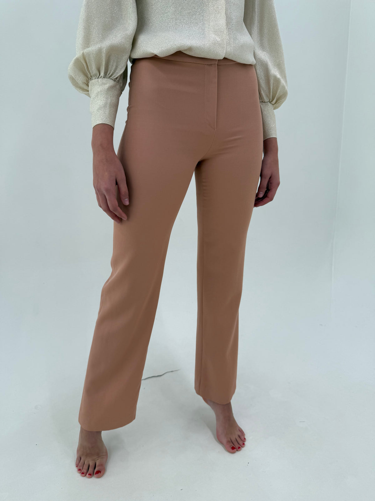 Pantaloni Versace vintage dusty powder pink din lana extrafina