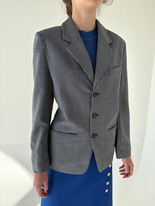 Sacou în carouri fine din lana extrafina texturată