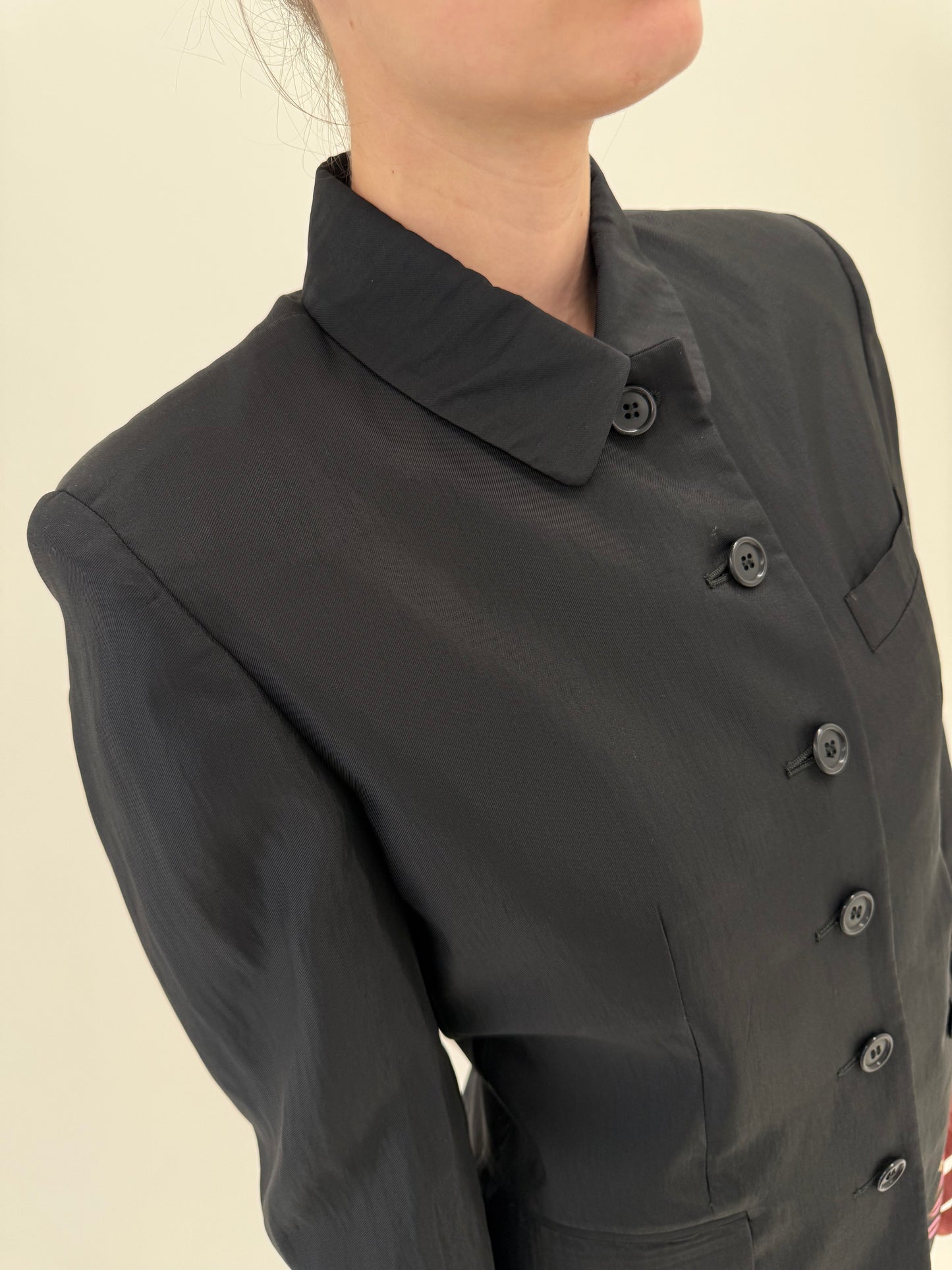 Sacou negru de brand luxury Aspesi petite de vară în croi ușor cambrat