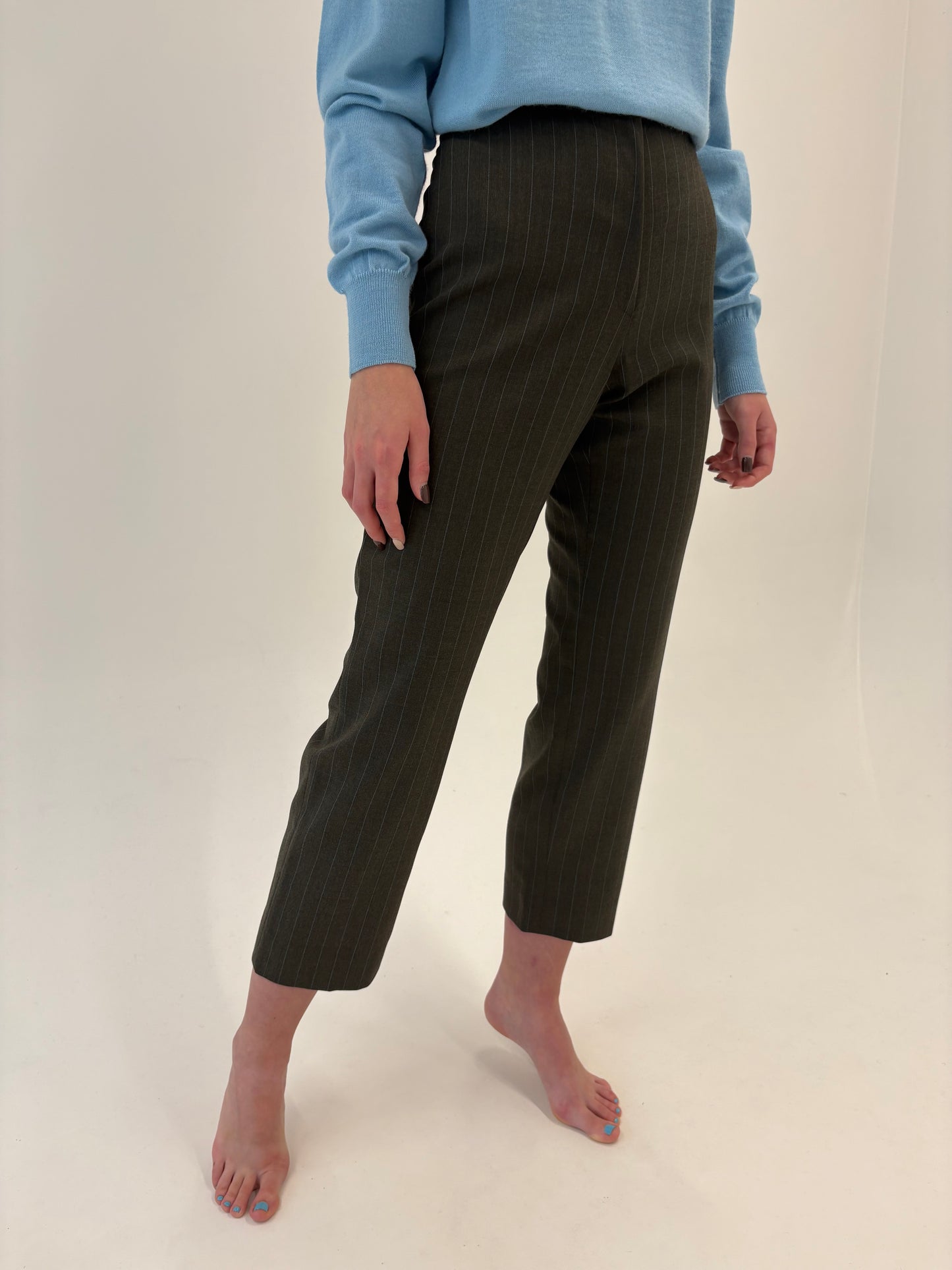 Pantaloni petite tigareta de brand super premium italiană din lana certificată