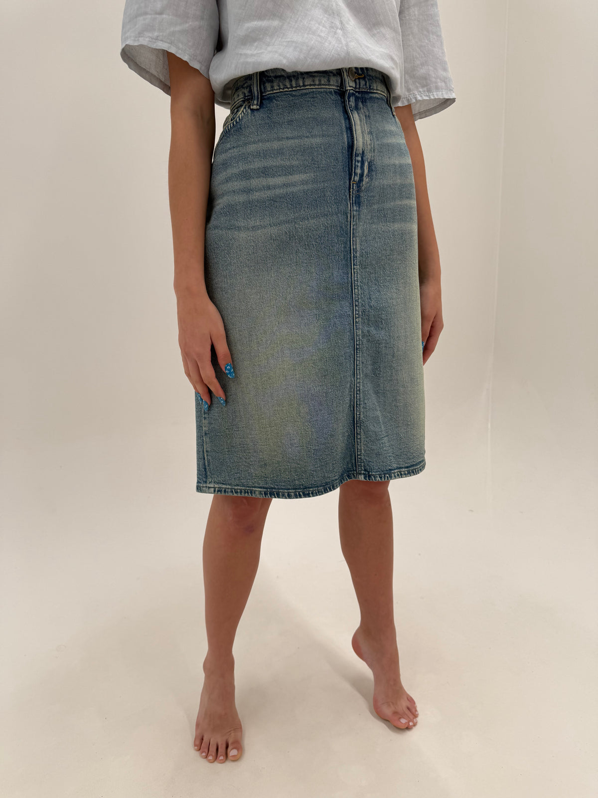 Fustă Ralph Lauren din jeans moale de vară ultra confort