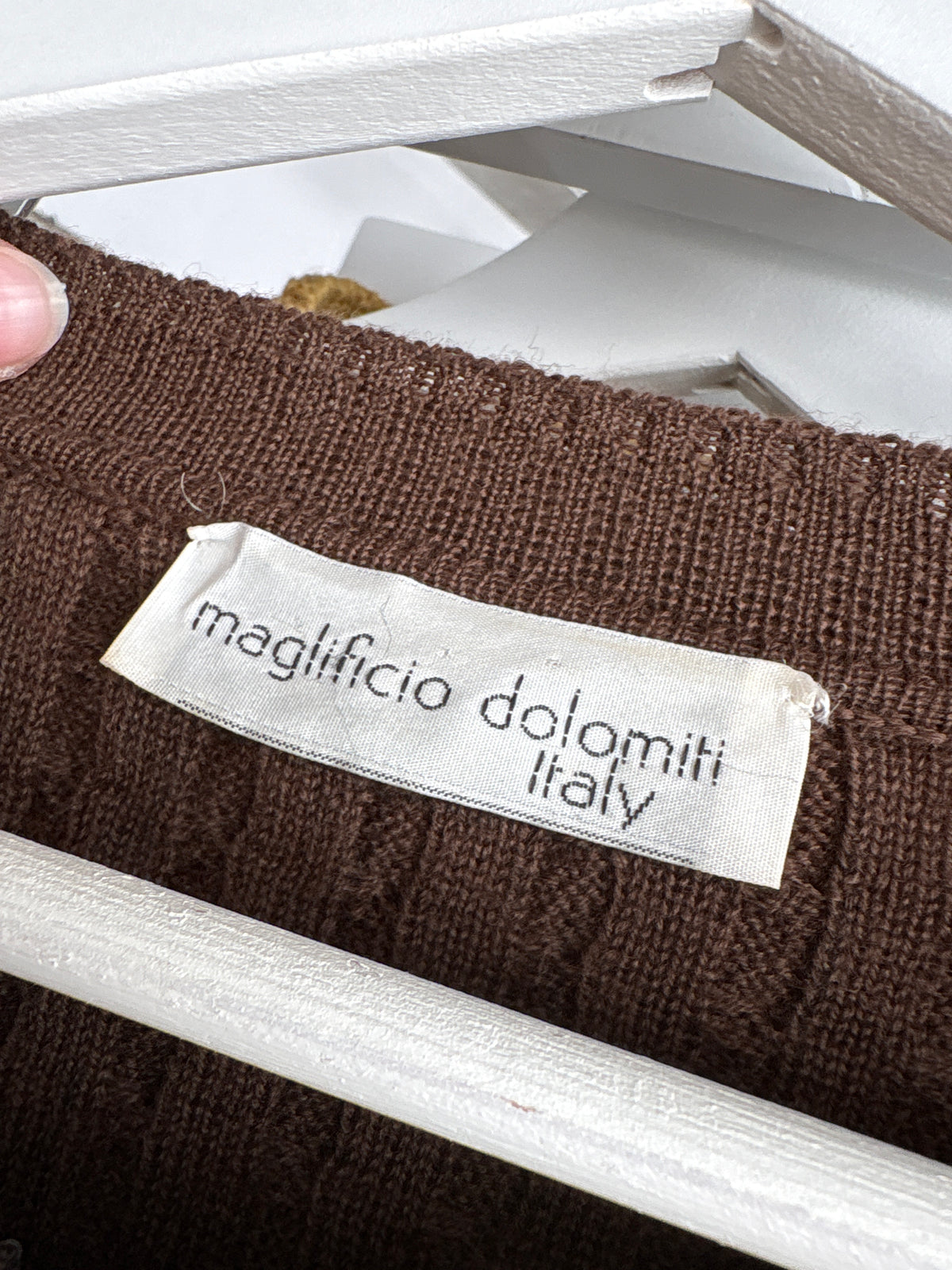 Cardigan high end italian cu torsade din lana extrafina chocolate brown